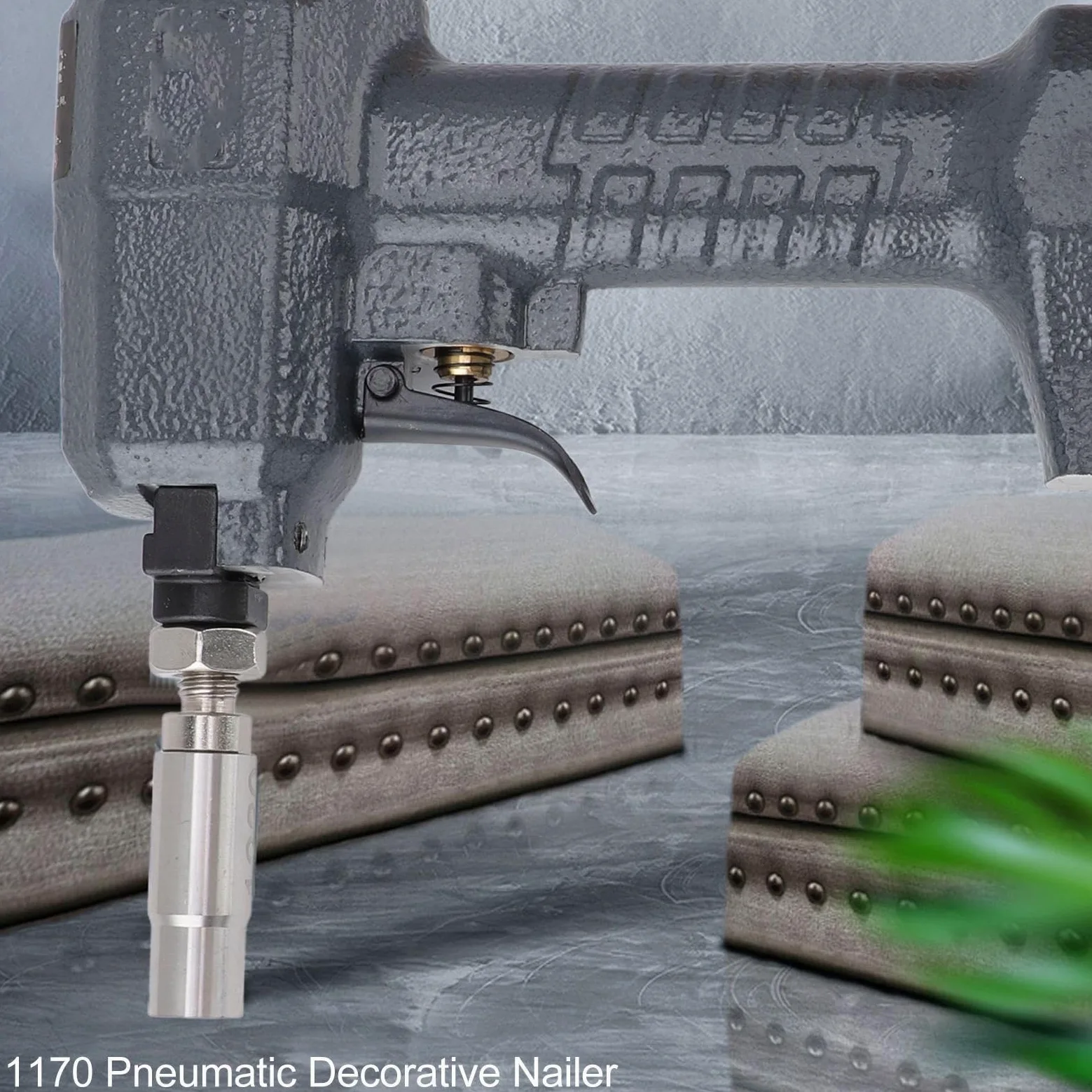 1170 Pneumatic Decorative Nailer Furniture Tack Nailer Unghie imbottite con manico antiscivolo Design ergonomico per divano imbottitura in pelle