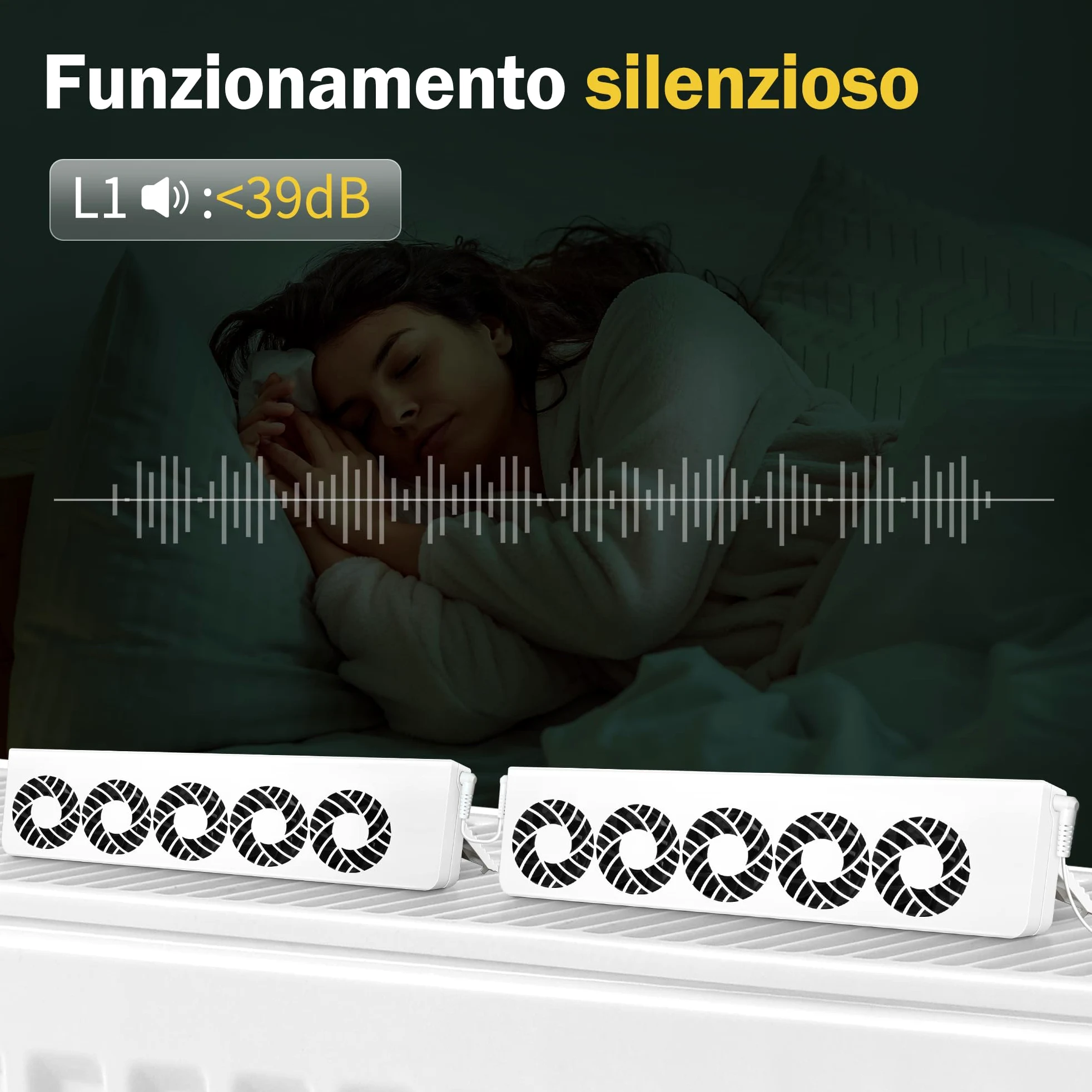 Ventole per Termosifoni 2.0 con Controller con Termostati Intelligenti, 10 Ventole per Aumentare l'efficienza del Riscaldamento e Risparmiare Energia con 1 Spina di Alimentazione (Duo Set)