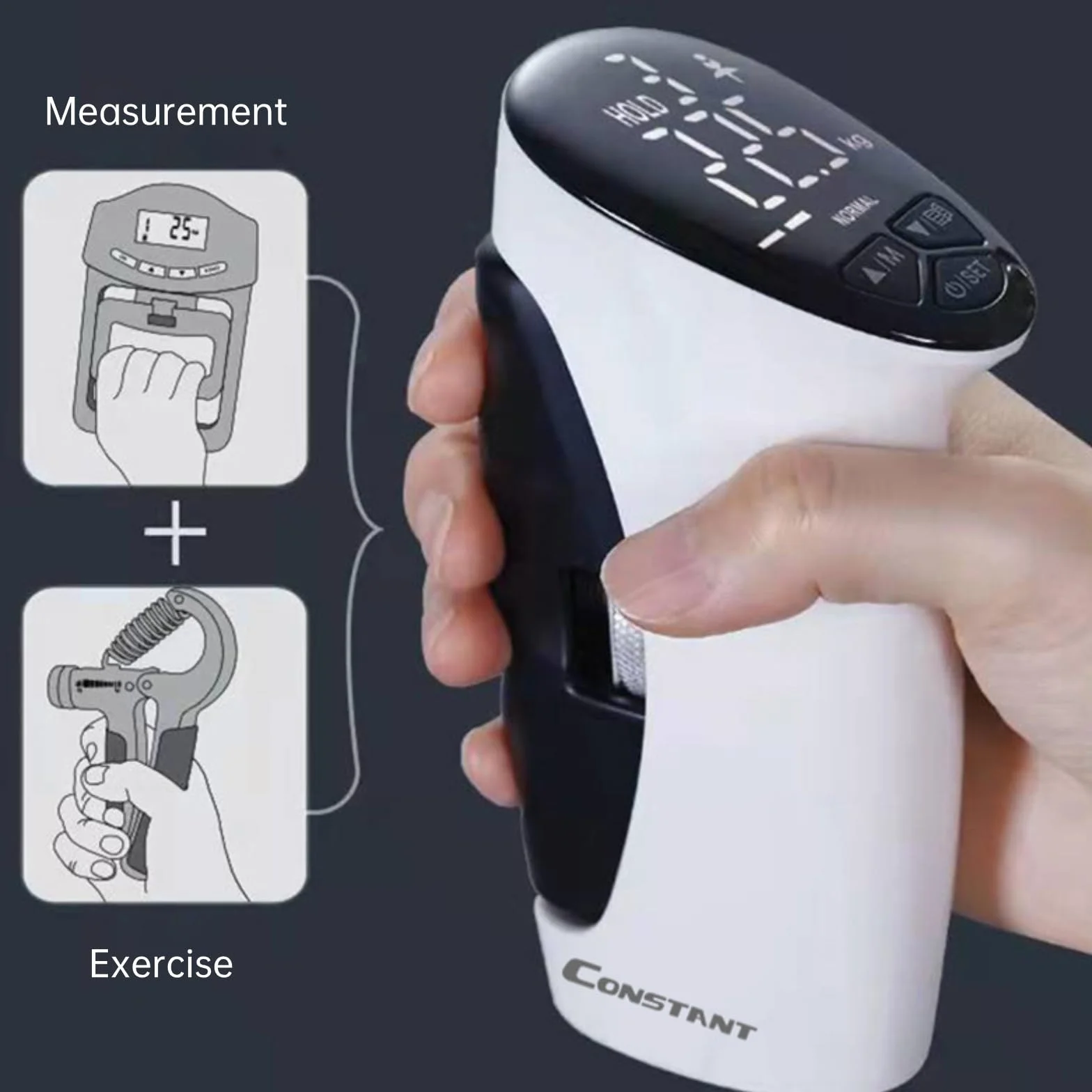 Misuratore di Forza della Mano / Dinamometro Digitale, Dinamometro Manuale Elettronico Display a LED Distanza di Presa Regolabile con Precisione Dinamometro di Forza della Mano Digitale, Rilevamento a