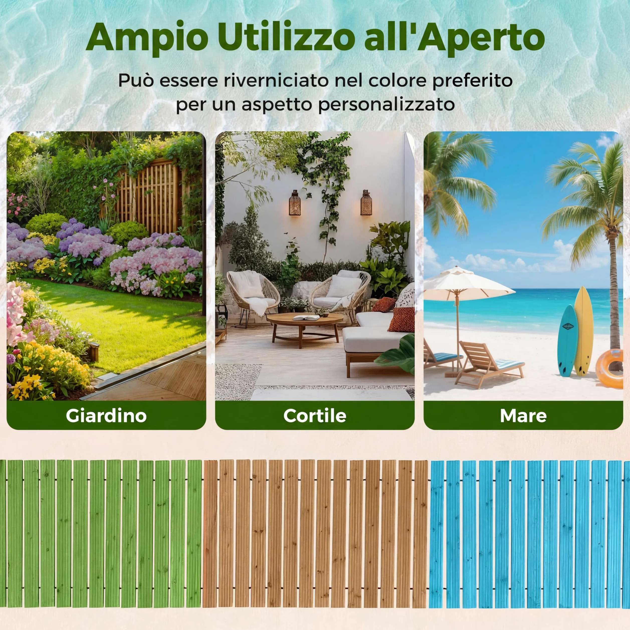 COSTWAY Sentiero da Giardino in Legno, Passerella Decorativa da Esterno, Superficie Antiscivolo, Collegamento con Fili Metallici, Sentiero Arrotolabile per Cortile e Spiaggia, 367 x 55 cm (Naturale)