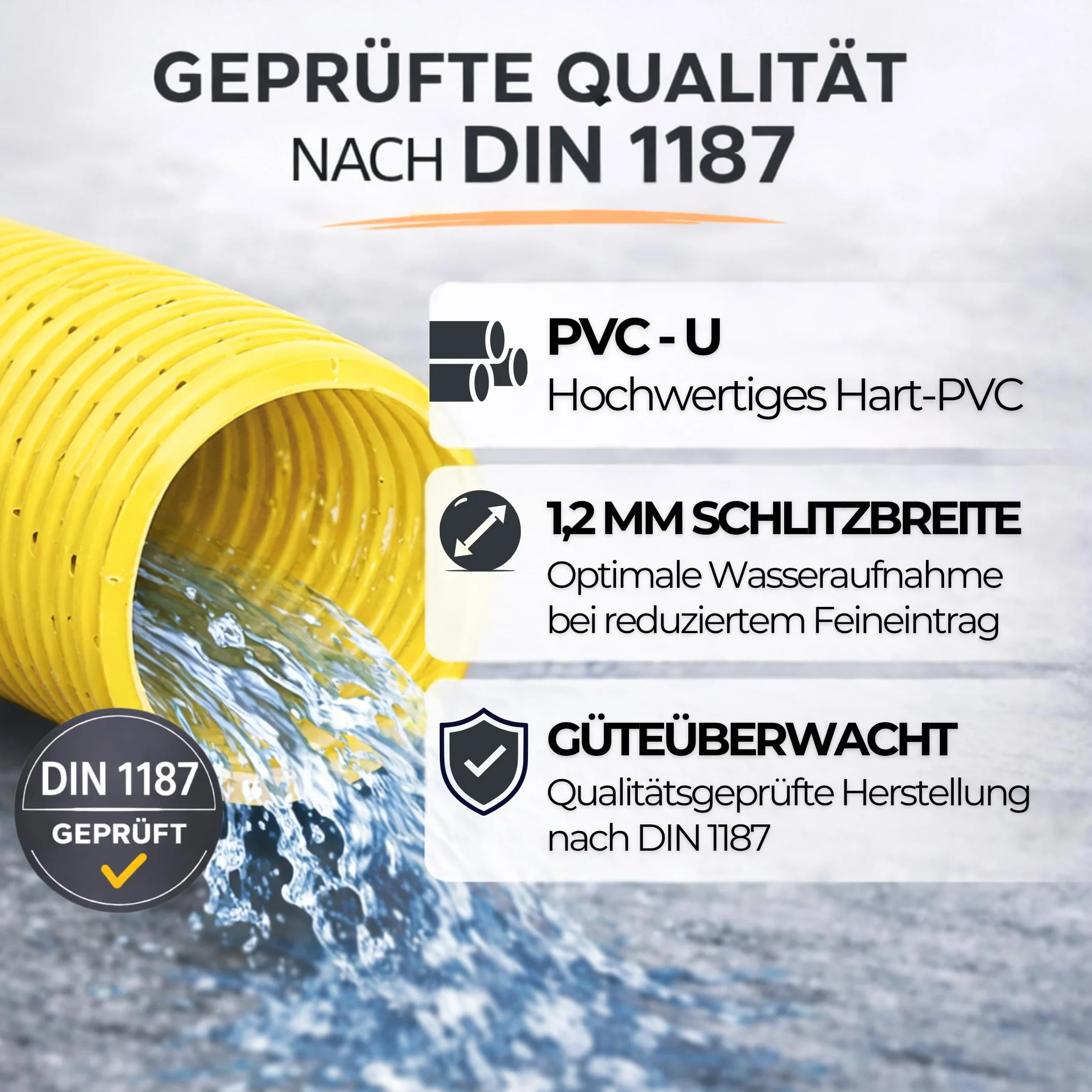 Doubleyou G & B® Tubo di drenaggio DN 80 con fori di drenaggio