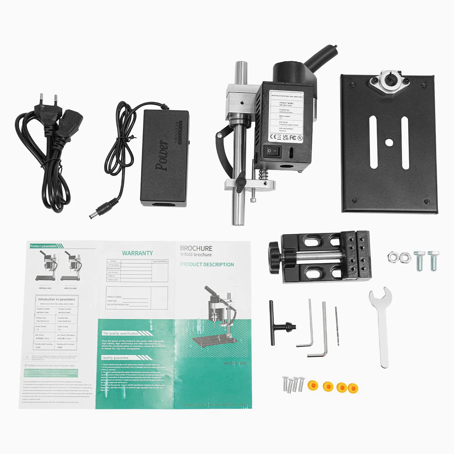 Mini trapano a colonna, potenza 250 W, regolabile in 7 livelli, corsa 50 mm, trapano elettrico a supporto per metallo, legno