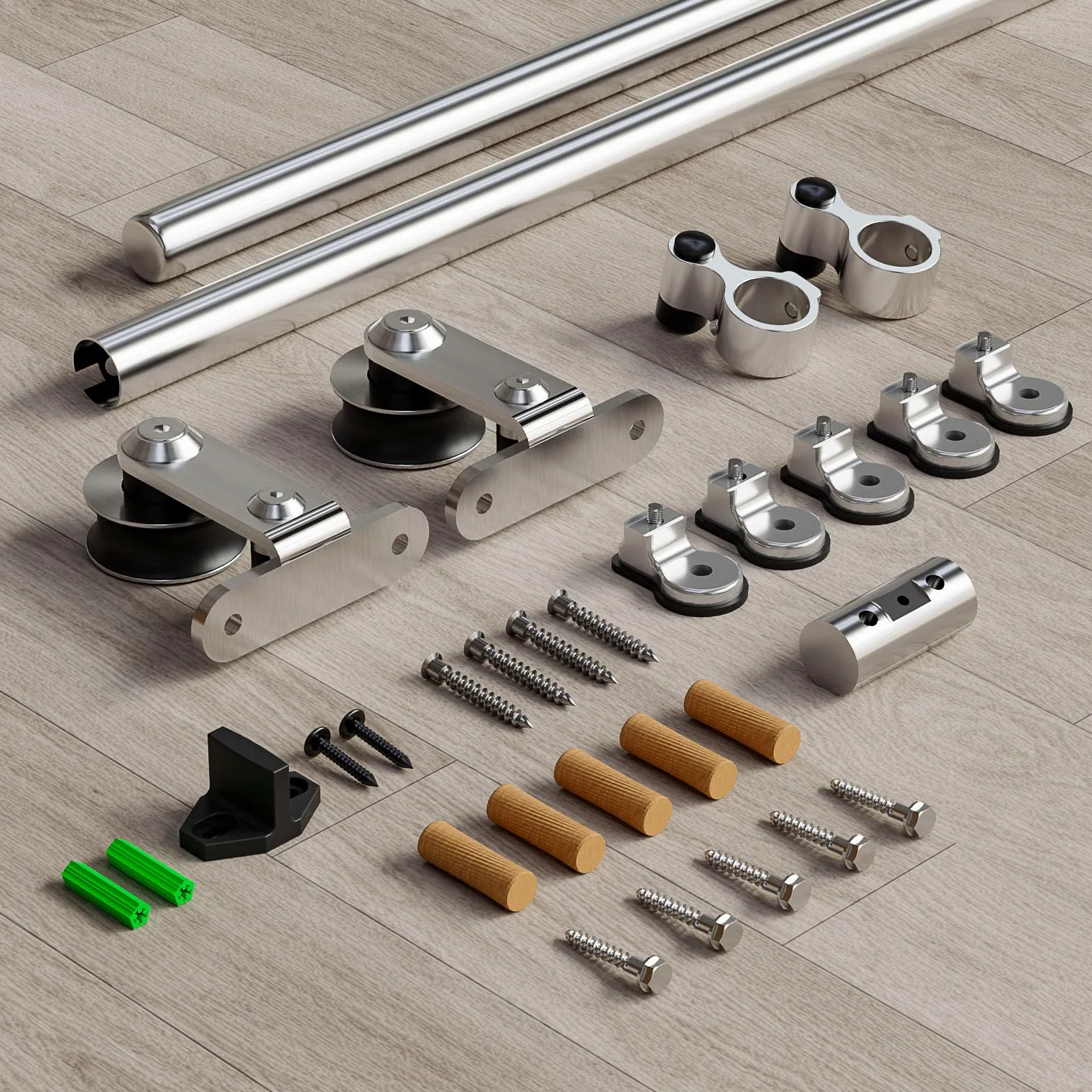 CCJH 5.5FT/167cm Acciaio Inossidabile Binario per Porta Scorrevole Kit Acciaio Inox Accessori per Una Porta Scorrevoli di Legno