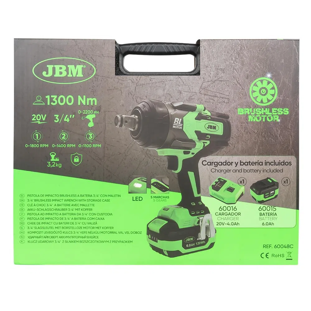AVVITATORE AD IMPULSI BRUSHLESS A BATTERIA 3/4" 1300NM CON VALIGETTA