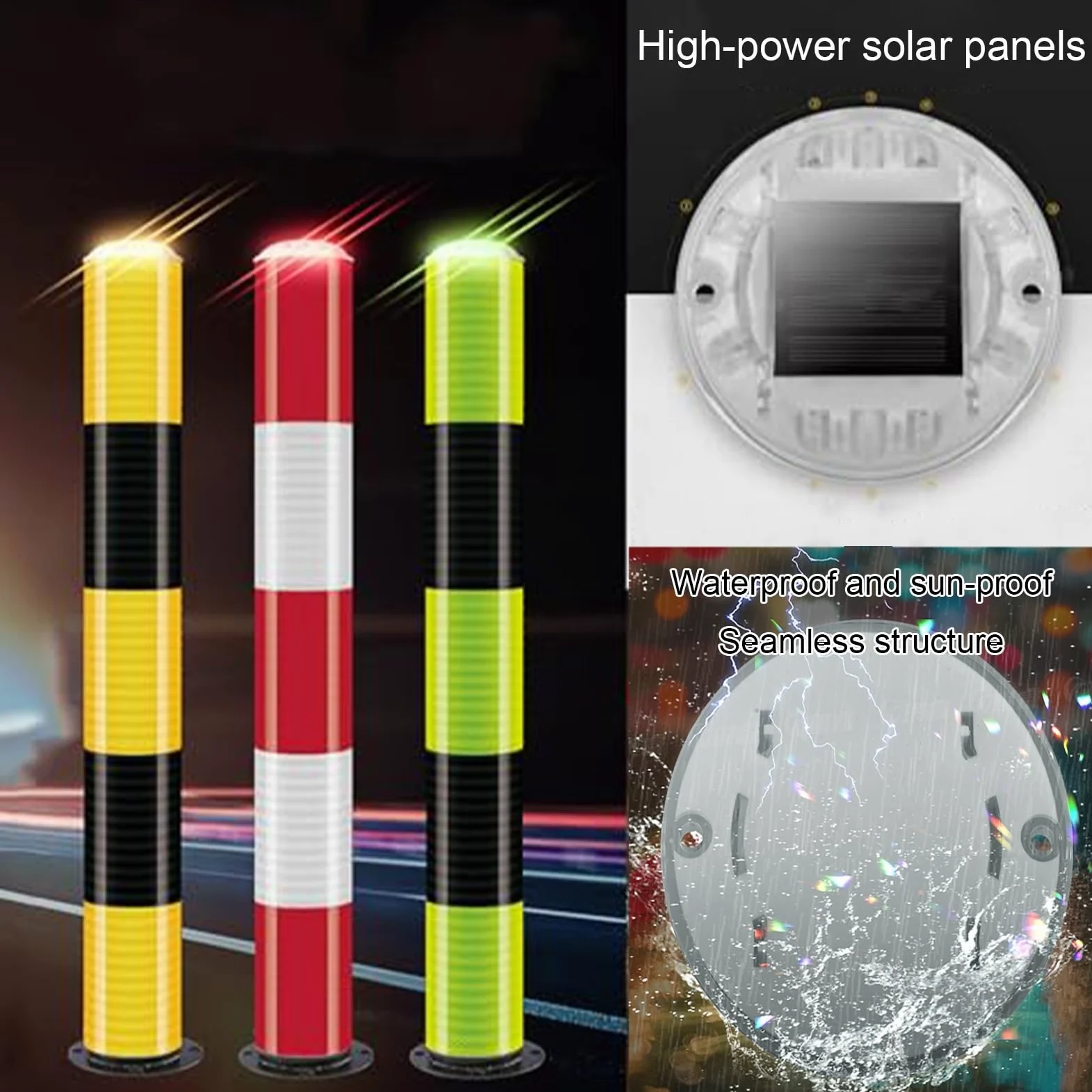 Generico Paletto di Sicurezza Solare Intelligente con luci a LED, Design Riflettente, palo in Tubo d'Acciaio, barriera di parcheggio per Il Controllo del Traffico, Confezione da 2 Verde, 100 cm/39,4