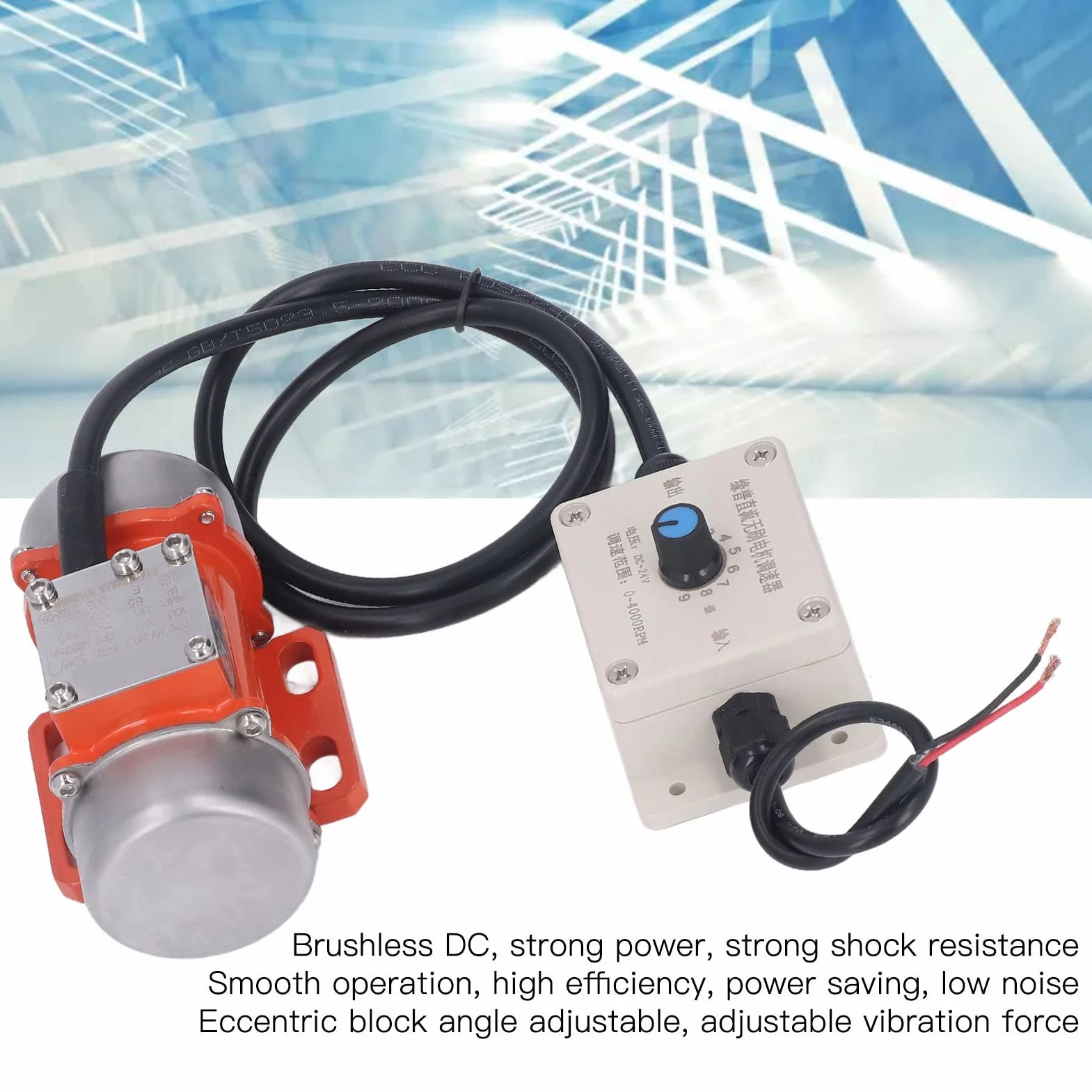 Vibratore per Calcestruzzo Professionale Motore Vibrante Senza Spazzole 30W 4000 Giri/min con Regolatore Velocità per Miscelatore da Cantiere Ideale per Costruttori e Fai da Te