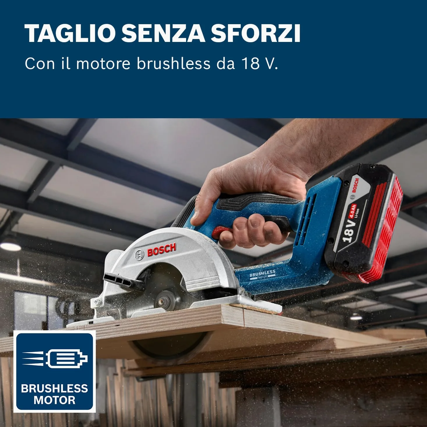 Bosch Professional 18V System Sega circolare a batteria GKS 18V-51 (motore brushless, incl. 1 lama (140 mm), guida parallela, senza batteria/caricabatteria)
