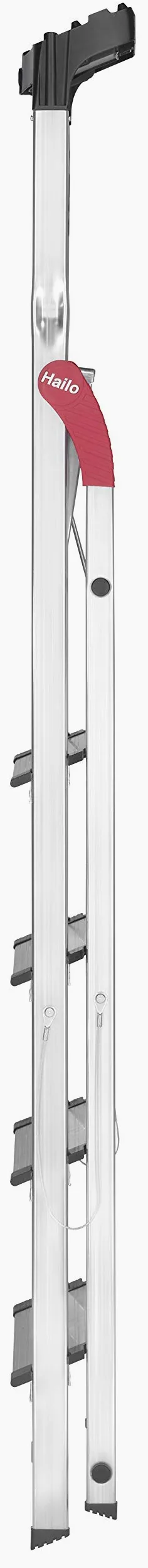 Hailo XXL Scala in Alluminio, 5 Gradini, con Piattaforma, Domestica, Bianco e Rosso