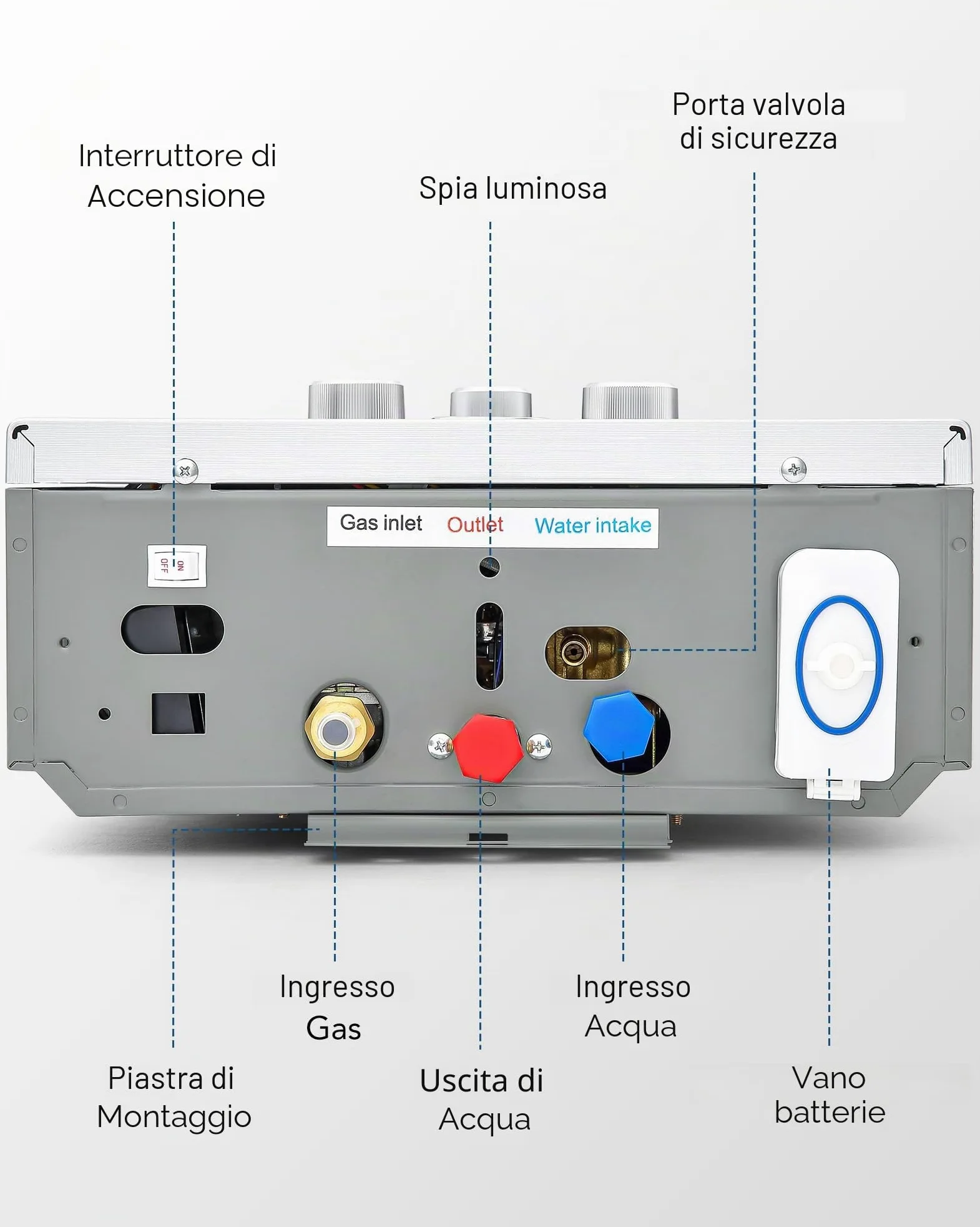 CO-Z 18L/min Scaldabagno a Gas GPL con Modalità Inverno ed Estate 30.6 kW Caldaia a Gas GPL a Parete senza Serbatoio Scaldabagno a Gas Butano con Anima in Rame e Display a LED