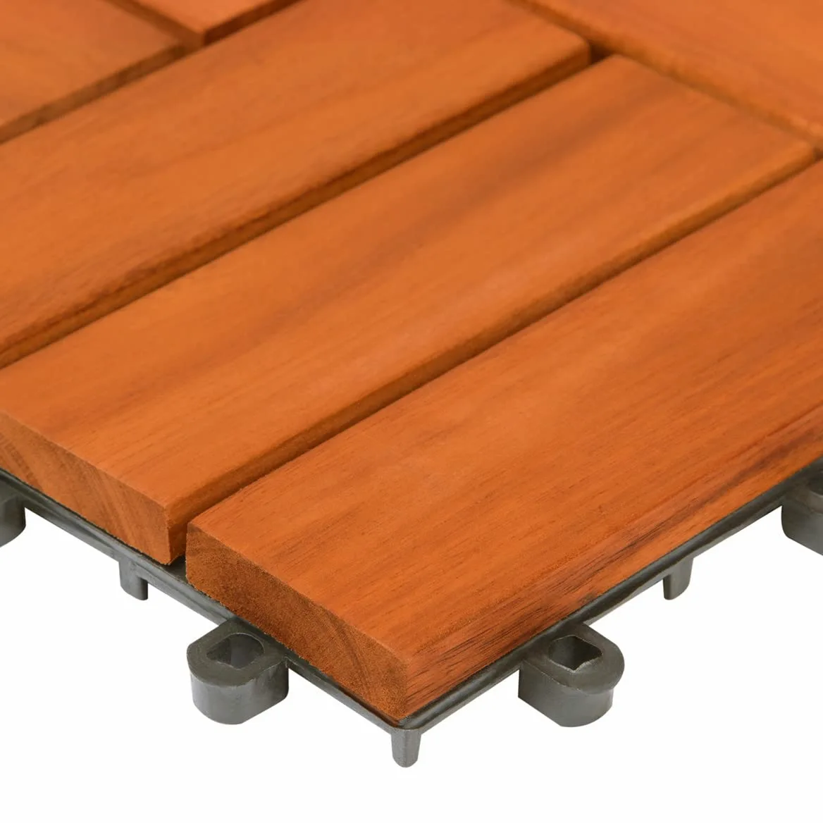 CASARIA Set 66 Piastrelle 30x30 cm in Legno di Acacia Certificato FSC® Superficie Totale 6 m² per Esterno Sistema a Incastro Pavimento per Terrazza Balcone Giardino Pavimentazione Mattonelle