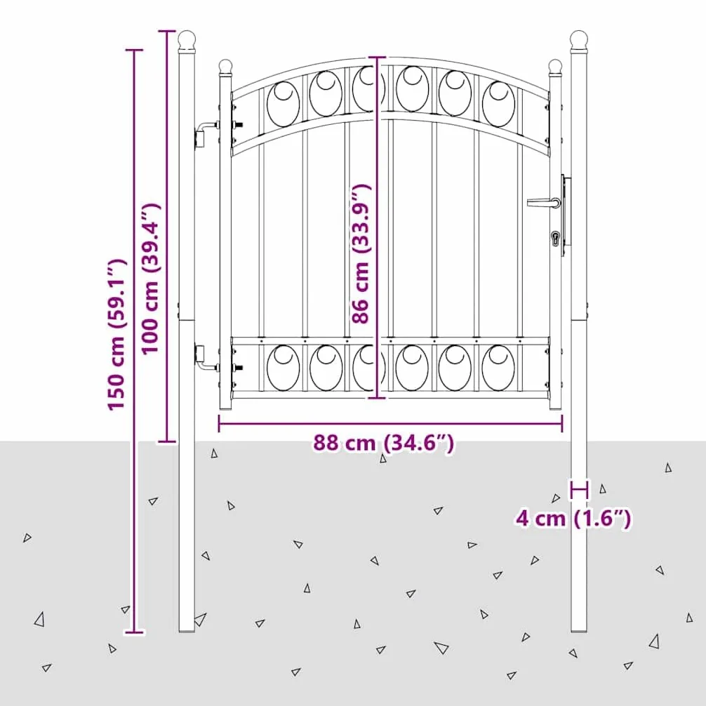 vidaXL Cancello per recinzione EMMEN 100 x 100 cm, Sicurezza per Giardino e Terrazza, Cancello in Acciaio Moderno, Barriera Resistente, Montaggio Facile