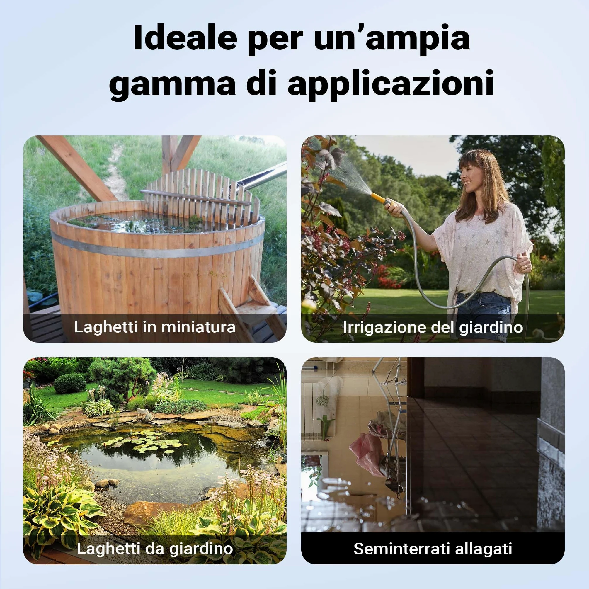 Wiltec Pompa sommersa, 1000W 5500 l/h, prevalenza 30 m, Elettropompa a immersione per pozzi e cisterne
