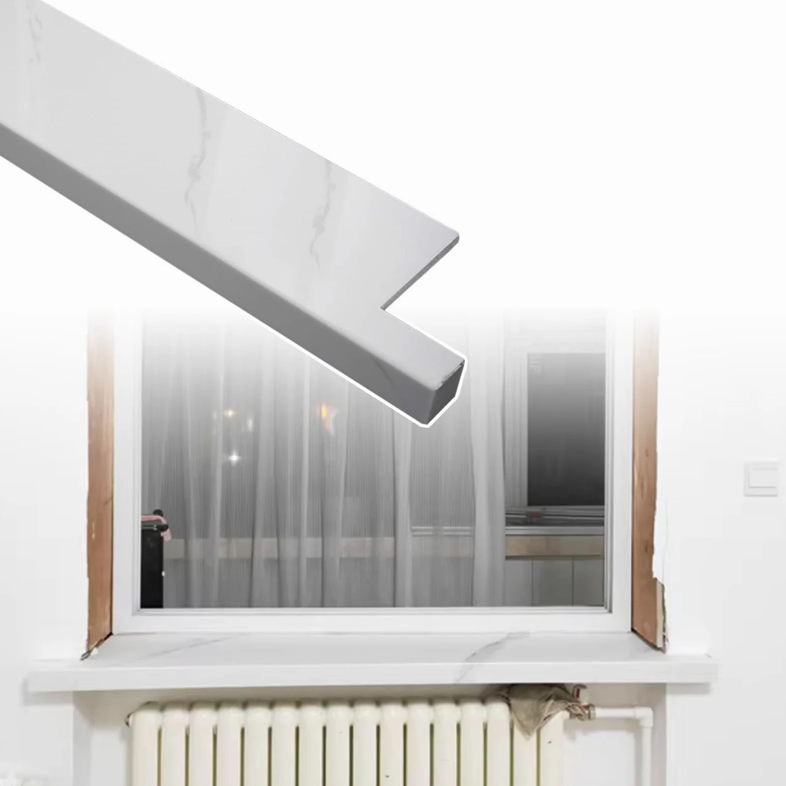 Davanzale per Finestra Copertura del Davanzale della Finestra con Finitura in Marmo Bianco, Copertura Impermeabile del Davanzale della Finestra, Protezioni per Il Davanzale della Finestra Il Soggiorno