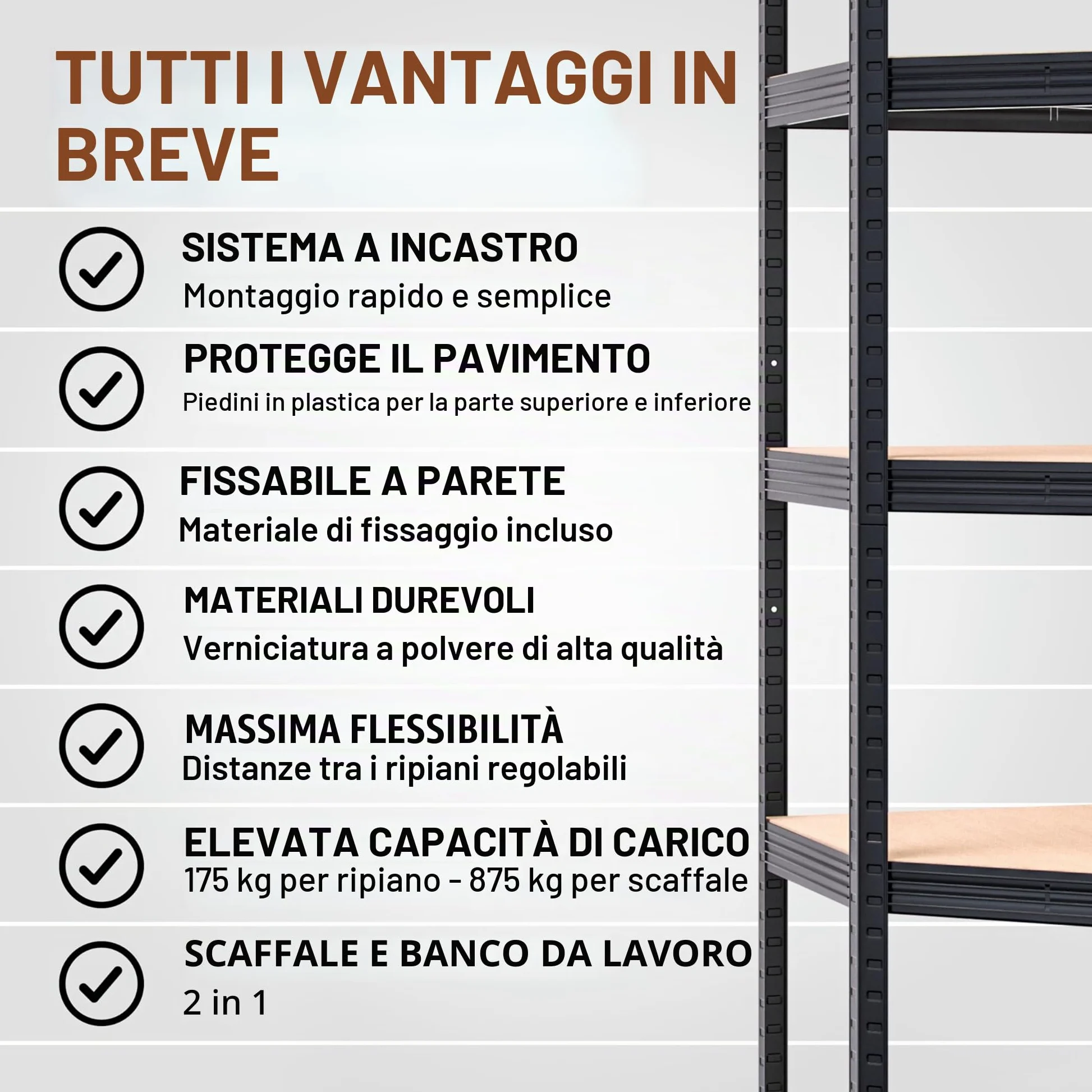 Monzana® Scaffale Angolare Metallo 2625kg 15 Ripiani MDF Scaffalatura Metallica Scaffale Alta Portata Angolo Scaffali