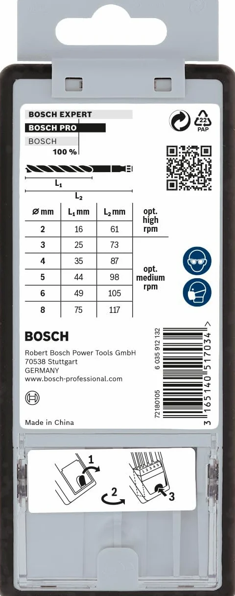Bosch Professional Robust Line Set Punte Elicoidali per Legno con Codolo Esagonale, 2-8 mm, 7 Pezzi