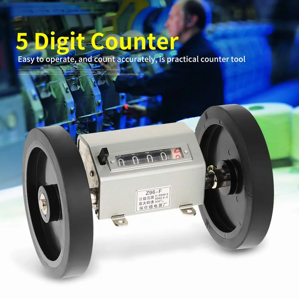 Contamonete, 1 pacco 5 cifre 0-9999.9 Contachilometri meccanico Velocità max 350RPM Reset grigio con rotella per registrazione di tessitura, film plastico, pelle, ecc.