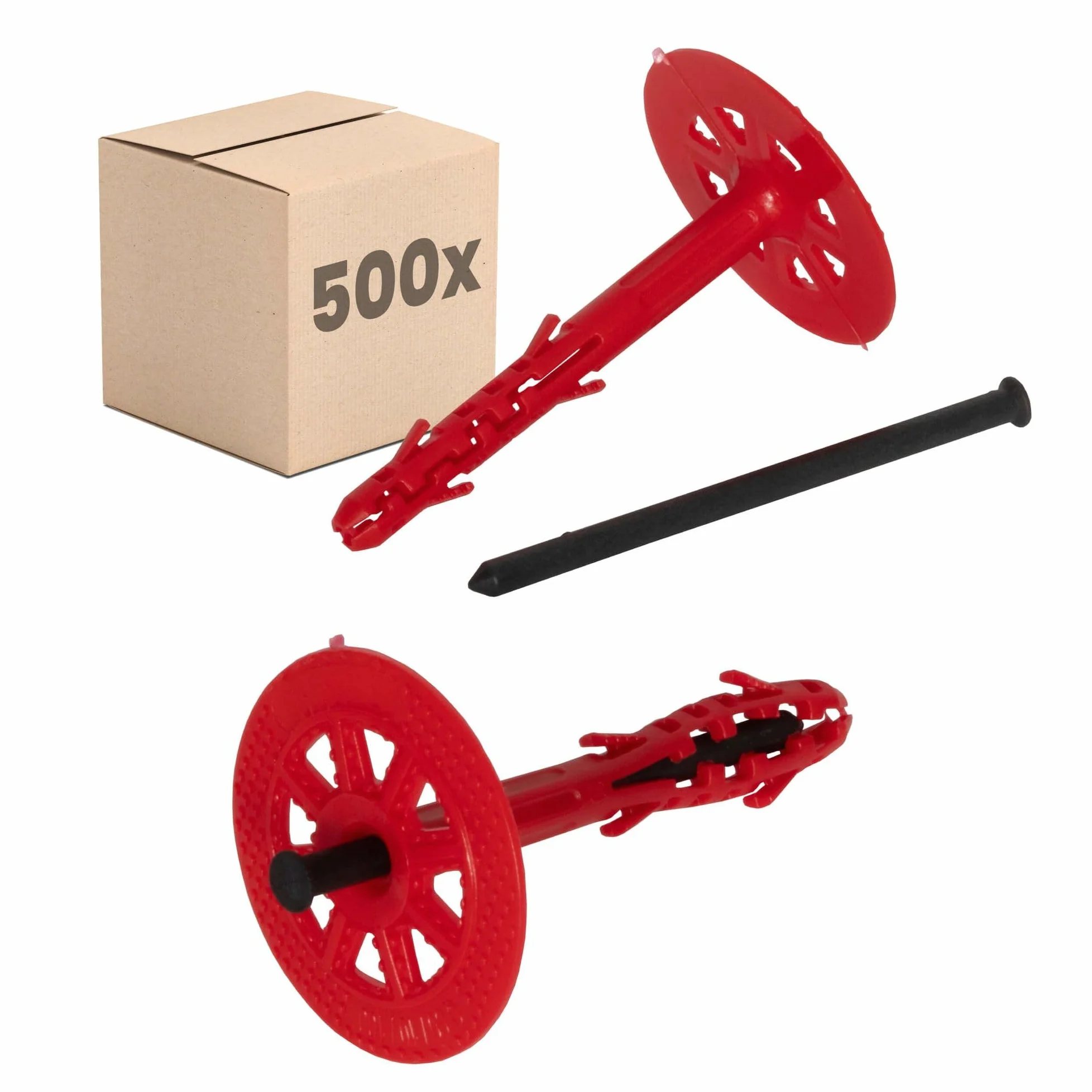 PROTEKTOR Tasselli isolanti 500 pezzi Ø10x160mm con chiodo in plastica per ETICS e per il fissaggio dell'isolamento delle facciate, tasselli antiurto certificati ETA tasselli termici