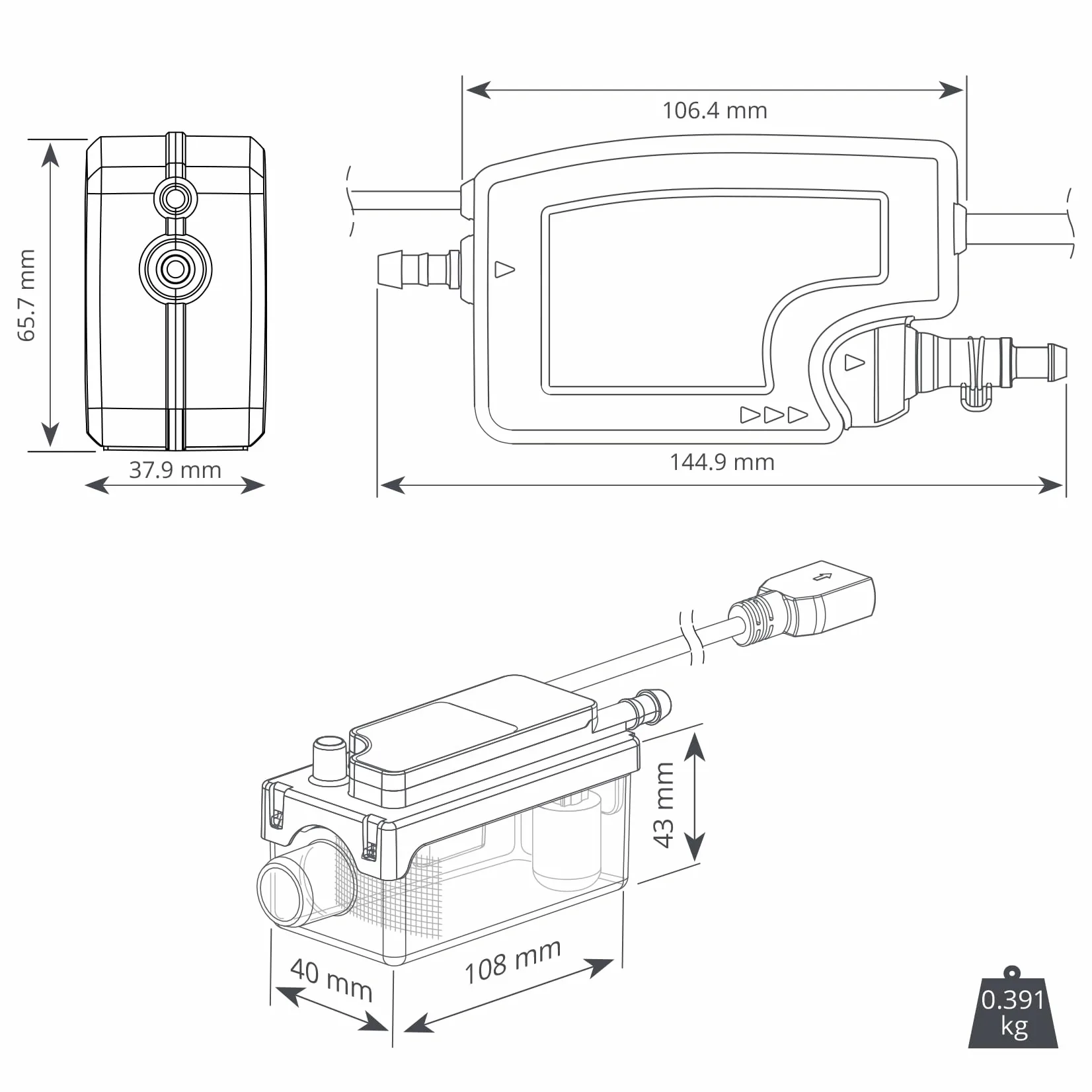 Aspen Pumps Silent+ Mini Orange FP3430, Pompa Scarico Condensa Climatizzatore, Minipompa Condensa per Split Fino a 40 kW, 35 L/h, 10 m, Silenziosa 16 dB(A), 5‭ª Generazione