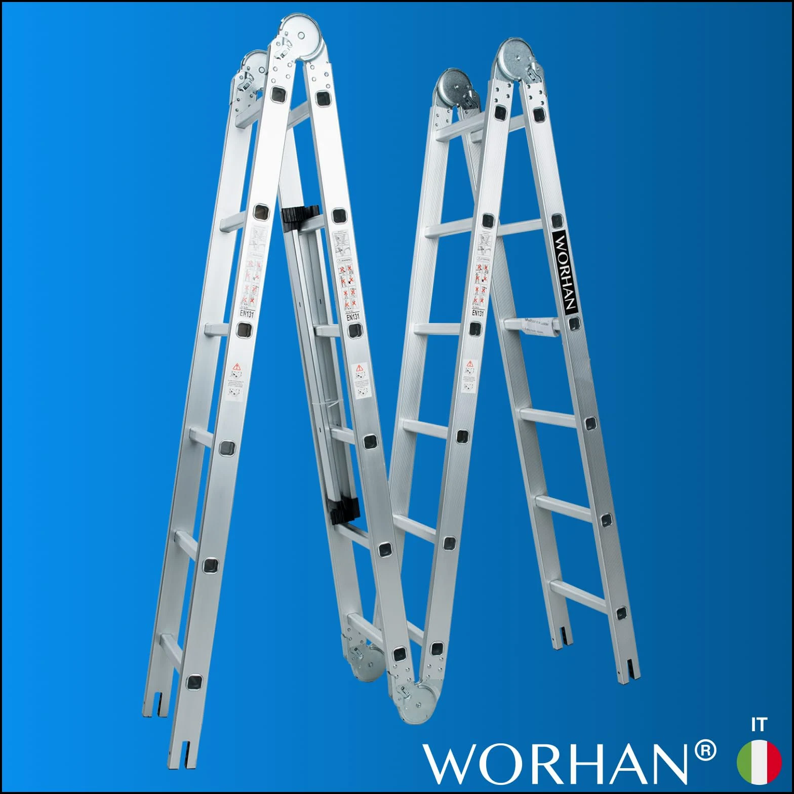 SCALA MULTIUSO IN ALLUMINIO 6.7m PIEGHEVOLE MULTI POSIZIONE 14 FUNZIONI CON STABILIZZATORI KS6.7