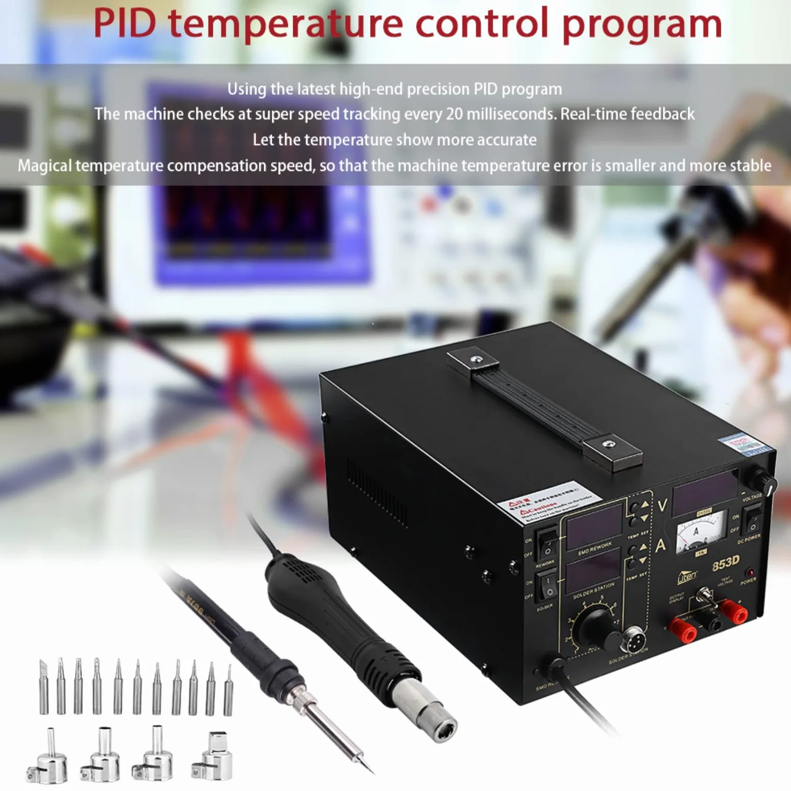 Saldatore a Stagno Professionale Stazione di Saldatura a Temperatura Regolabile con Display LCD