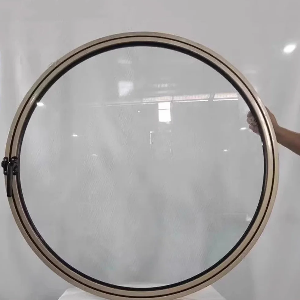 Finestra Rotonda Girevole in Lega Di Alluminio, Finestra Ad Oblò Con Maniglia in Vetro Temperato Con Decoro A Parete, Finestra A Battente Per La Cucina,White 1,30cm/11.8in