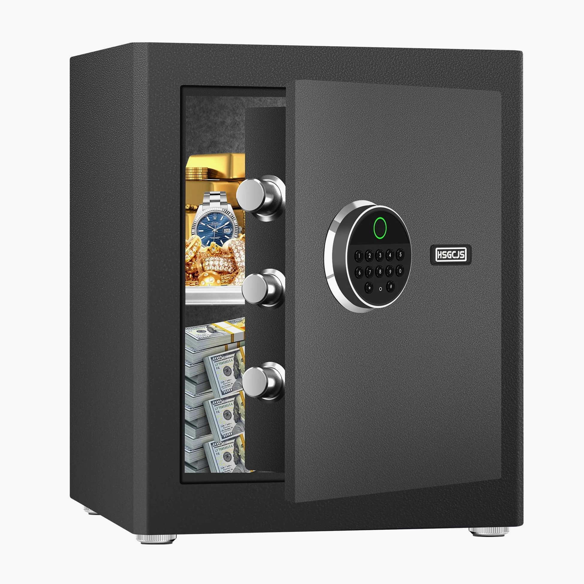 HSGCJS Cassaforte biometrica per impronte digitali con tastiera digitale completa, cassaforte di sicurezza per casa, ufficio e hotel, 5 metri cubi