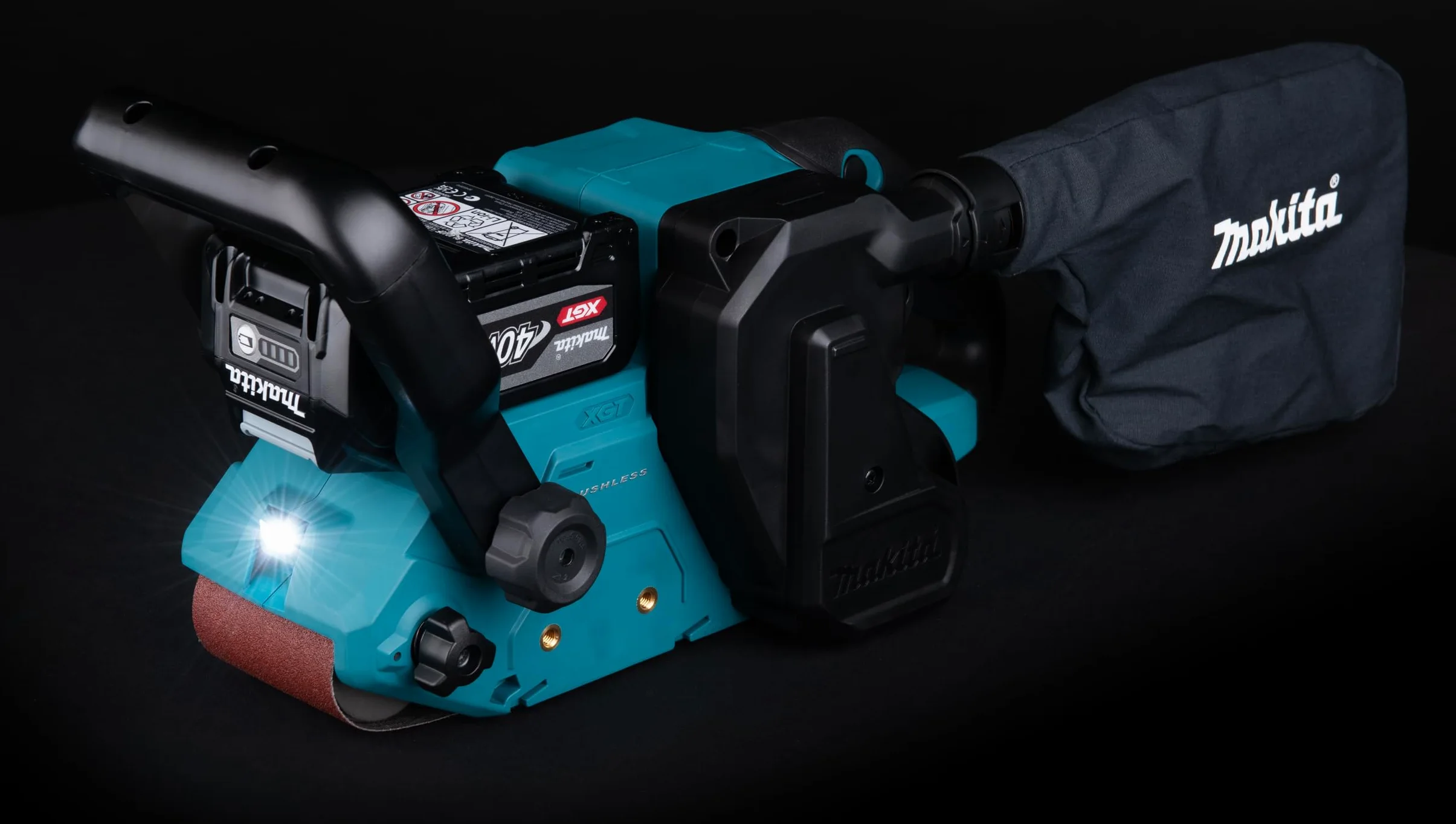 Makita BS001GZ - Smerigliatrice a nastro, 40 V max, larghezza di banda 76 mm, senza batteria e caricatore