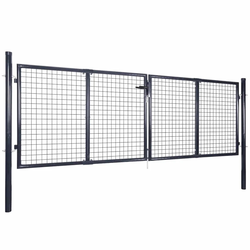 Gecheer Cancello,da Giardino,Esterno,in Acciaio Zincato,Grigio Antracite,306x125 cm,Cancello,Doppia Anta,Cancello,da Giardino,Esterno,Cancello, Metallo,Cancello, Acciaio,Cancello, per Esterno