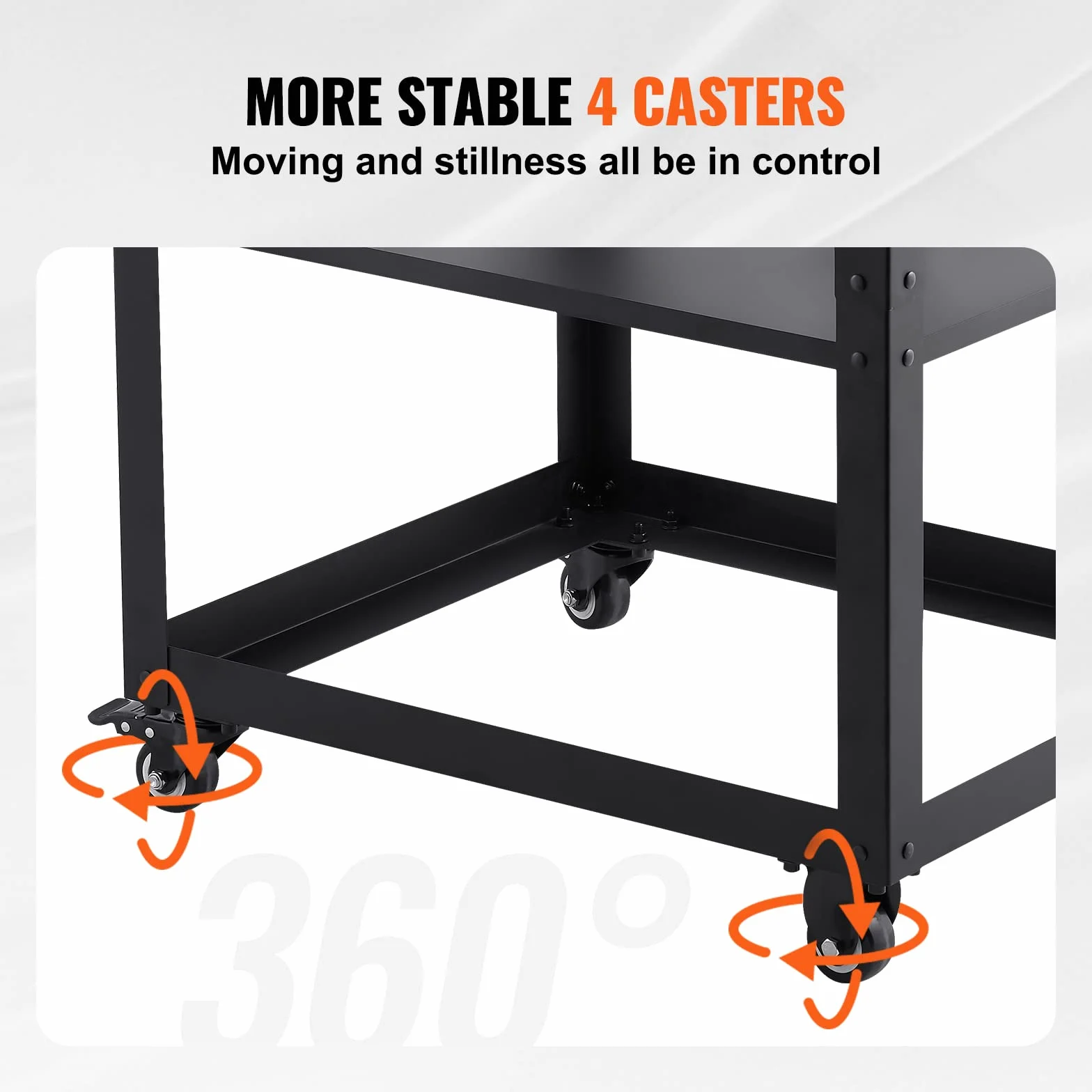 VEVOR Supporto per Pialla a Filo Spessore di Legno Capacità Carico Max. 45kg 4 Ruote, Supporto con Ripiano di Lavoro 3 Livelli 4 Rotelle per Pialla a Spessore Utensili di Falegname da Garage Officina