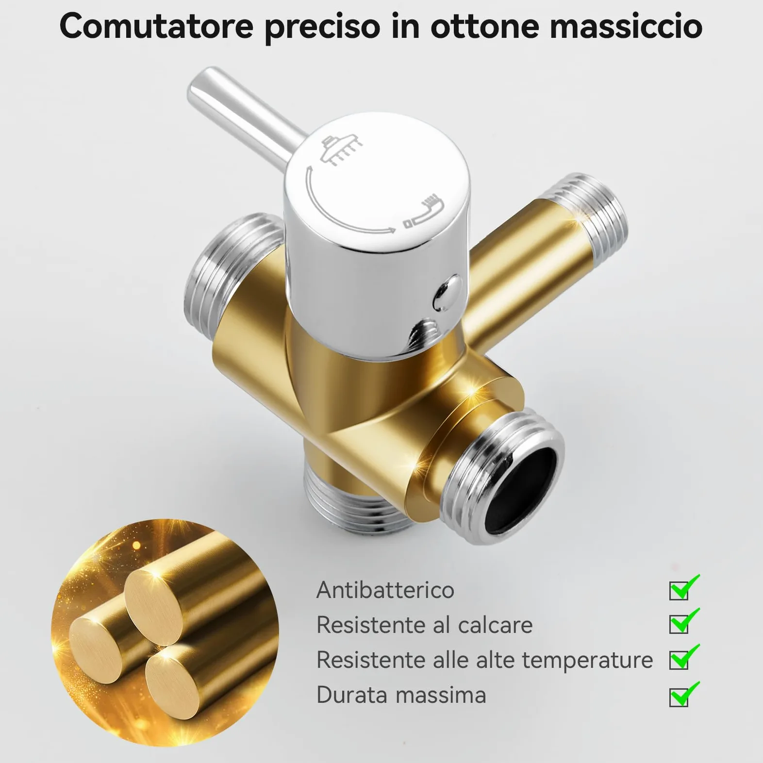 Auralum Colonna Doccia senza Miscelatore, Colonna Doccia Acciaio Inox con Saliscendi Doccia Altezza Regolabile 72-110cm, Asta Doccia con Soffione e Doccetta, Ideal Standard Gruppo Doccia per Vasca