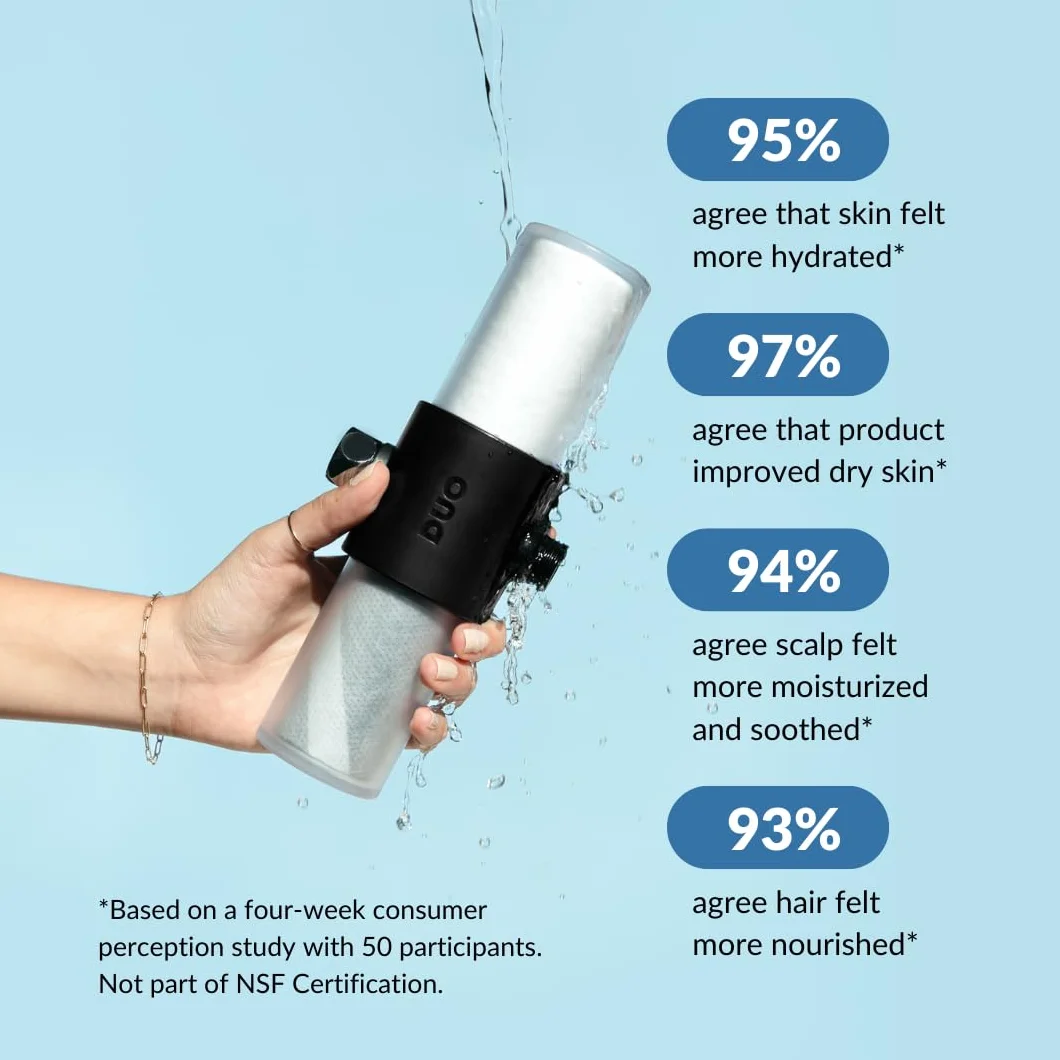 Weddell Duo Shower Filter - Filtro doccia certificato NSF, filtro ai carboni attivi ad alta pressione, rimuove cloro, PFAS e microplastiche, clinicamente testato per pelle e capelli più sani
