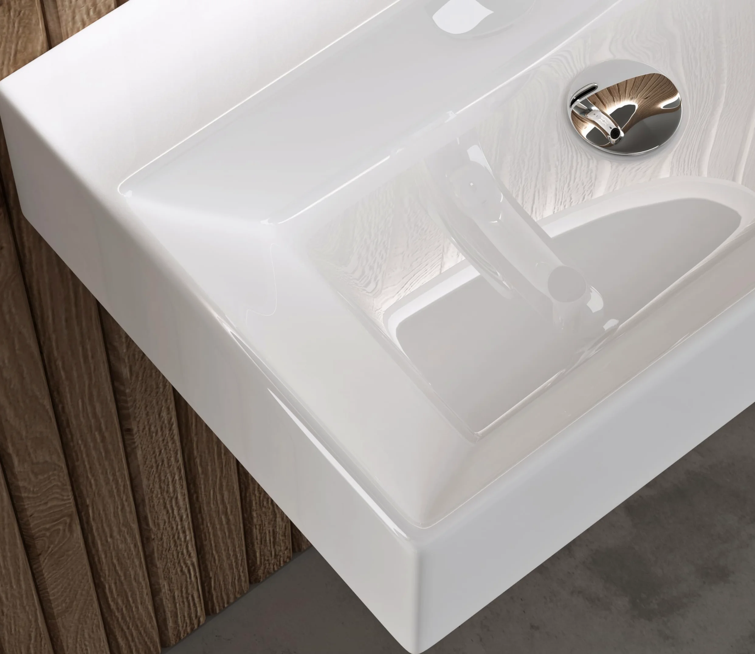 doporro Lavabo Bagno in Ceramica Bianco Lucido 60x36x13 cm – Lavabo Sospeso o da Appoggio Piccolo con Foro Rubinetto e Troppopieno, Brüssel206