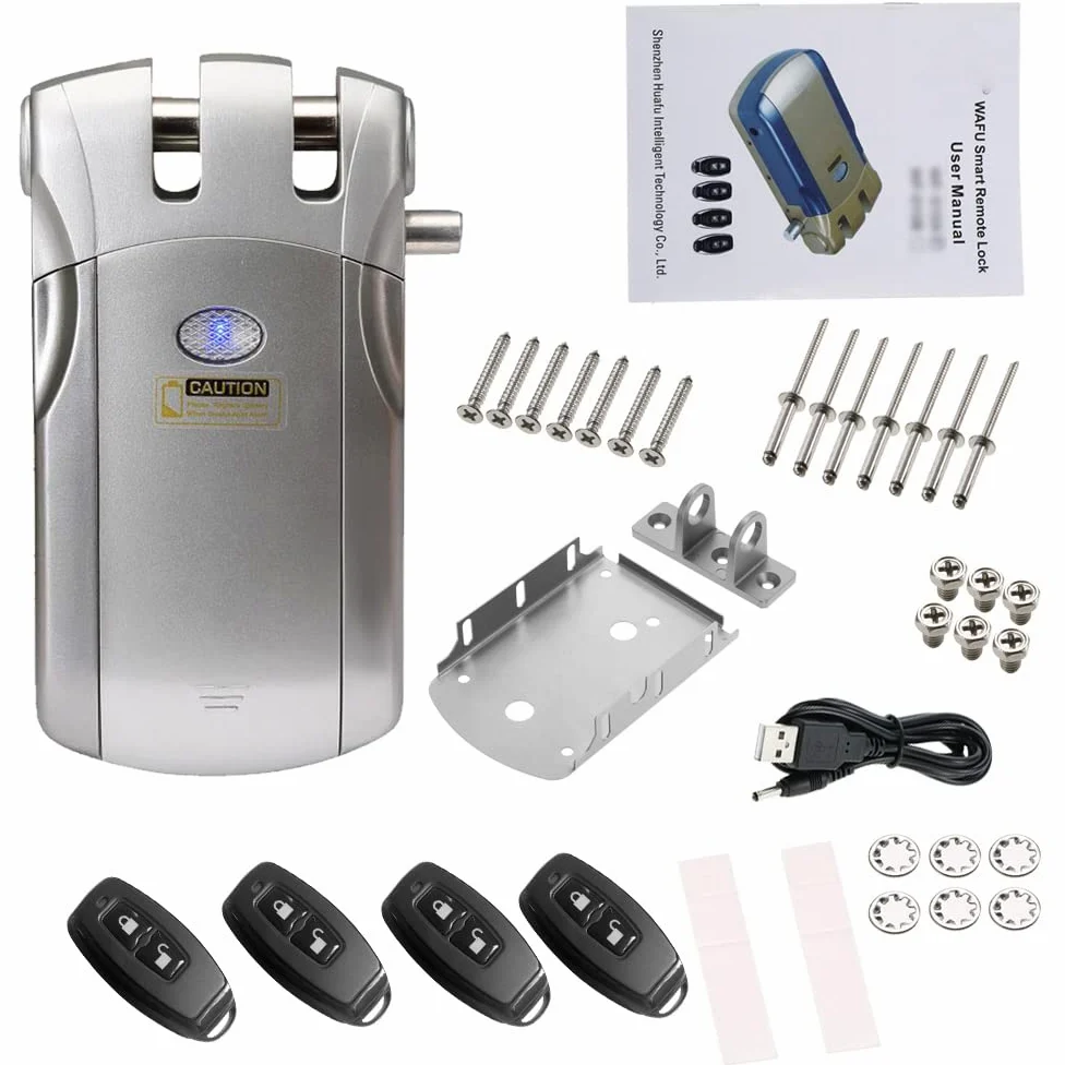 WF-018 Telecomando wireless Blocco Sicurezza Invisibile Keyless Door Entry Blocco intelligente In lega di zinco metallo con 4 chiavi remote Smart Home Villa Office Access Control Sistema