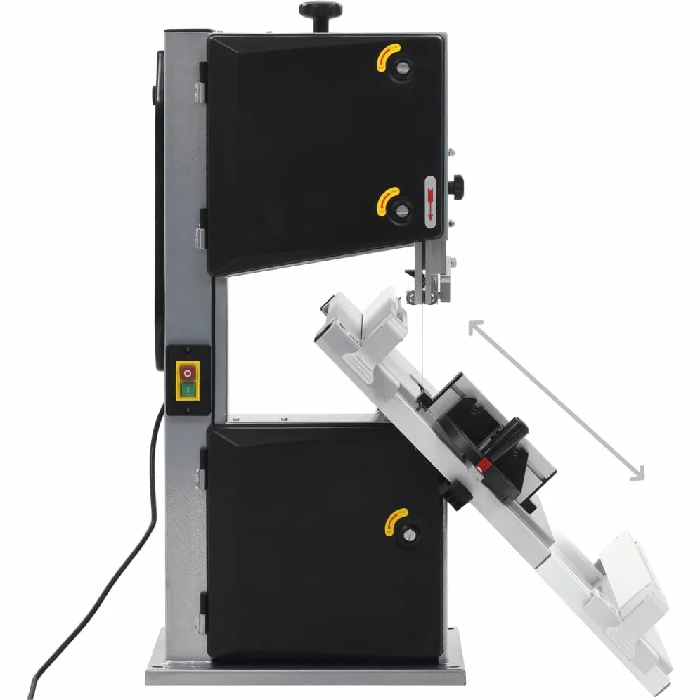 vidaXL Sega a Nastro Profondità di Taglio 245 mm per Legno Morbido Duro Tavolo Inclinabile Segatrice da Banco Troncatrice in Acciaio Nero e Argento