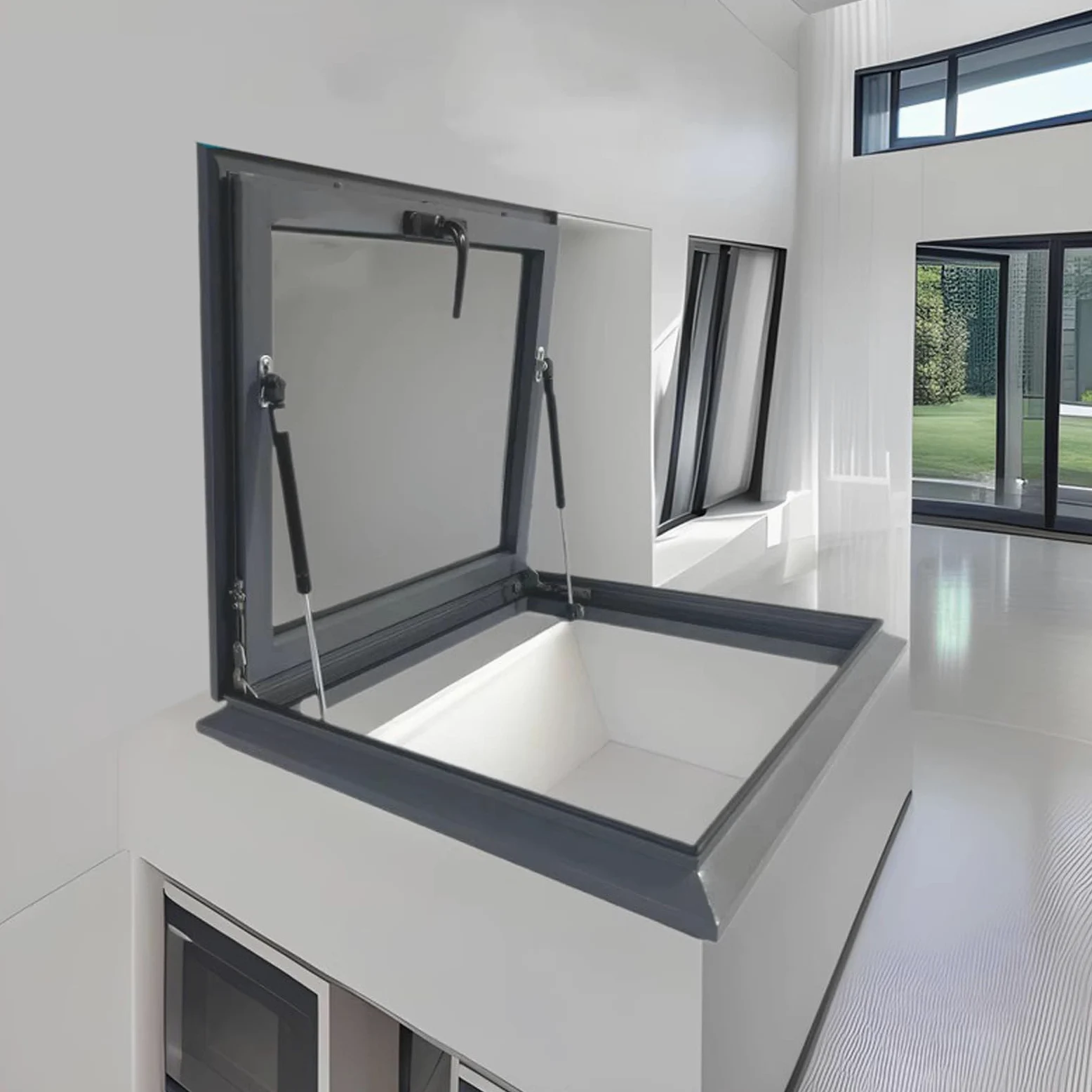 Lucernario per tetto, Finestra da tetto con vetro temperato, Soffitta finestra per uscita sul tetto copertura, ventilazione botola da tetto, Cantina porta di osservazione sicurezza (58 * 78cm)
