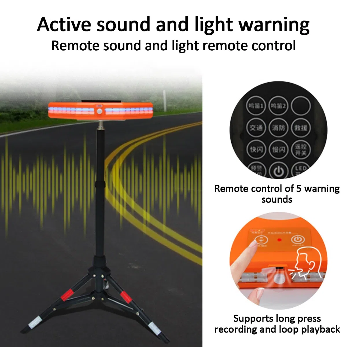 Cono Luminoso Lampeggiante a LED ad Alta Luminosità, Anello di Segnalazione Luminoso con Supporto, in Grado di Registrare la Voce ed è Ricaricabile, Razzi di Emergenza Stradali