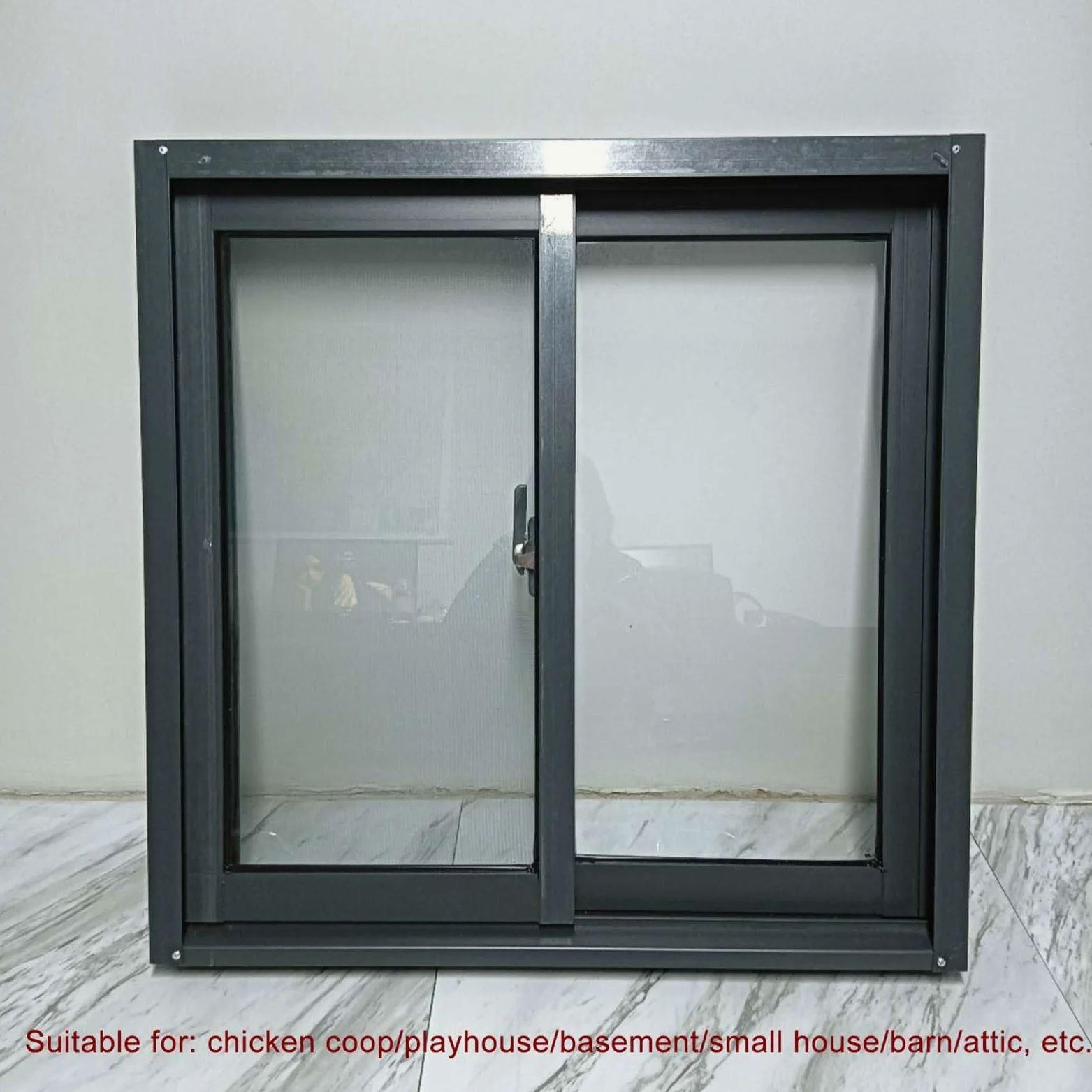 Generico Finestre for Case mobili, finestre for capannoni Singole in Alluminio, con zanzariere, finestre scorrevoli Orizzontali Trasparenti con Vetro for Garage, Casette da Gioco(40x60cm)