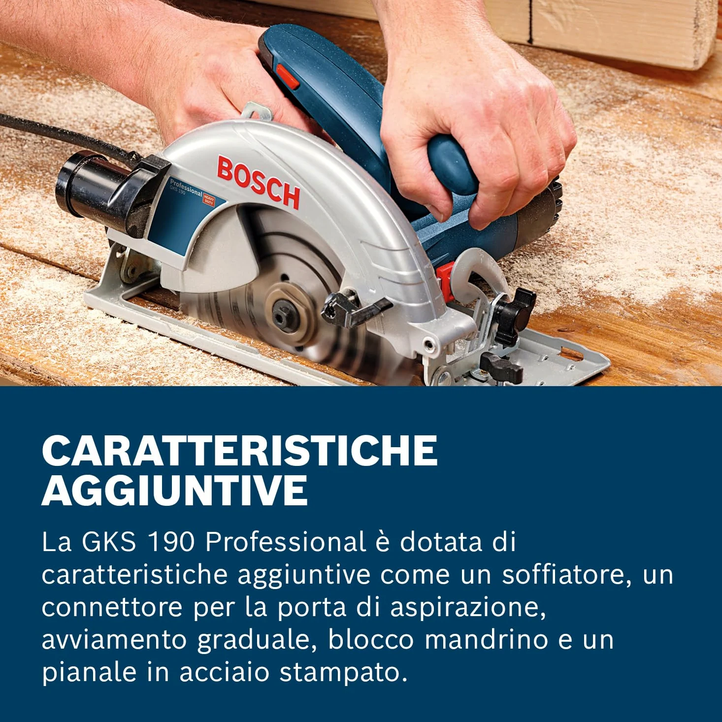 Bosch Professional Sega Circolare Gks 190 (Motore Da1400 Watt, Lama: 190 Mm, Profondità di Taglio: 70 Mm)