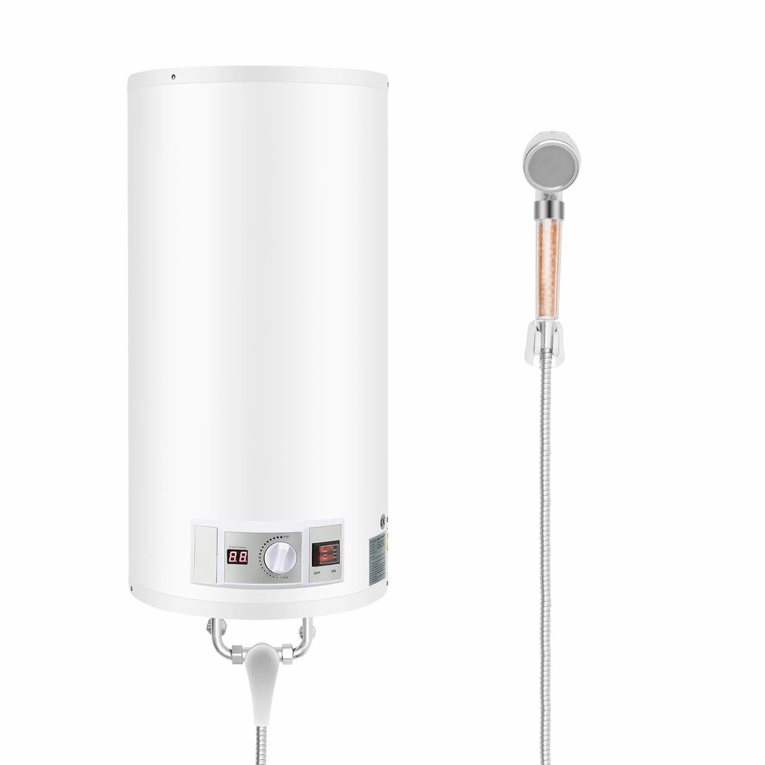 Serbatoio acqua calda 220 V, scaldabagno 2 KW, 80 l, doccia completa a parete, scaldabagno efficiente con doccetta