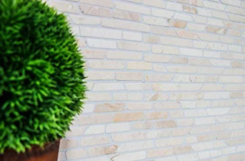 Piastrelle a mosaico in marmo naturale, beige chiaro, Brick Biancone MOS40-0105