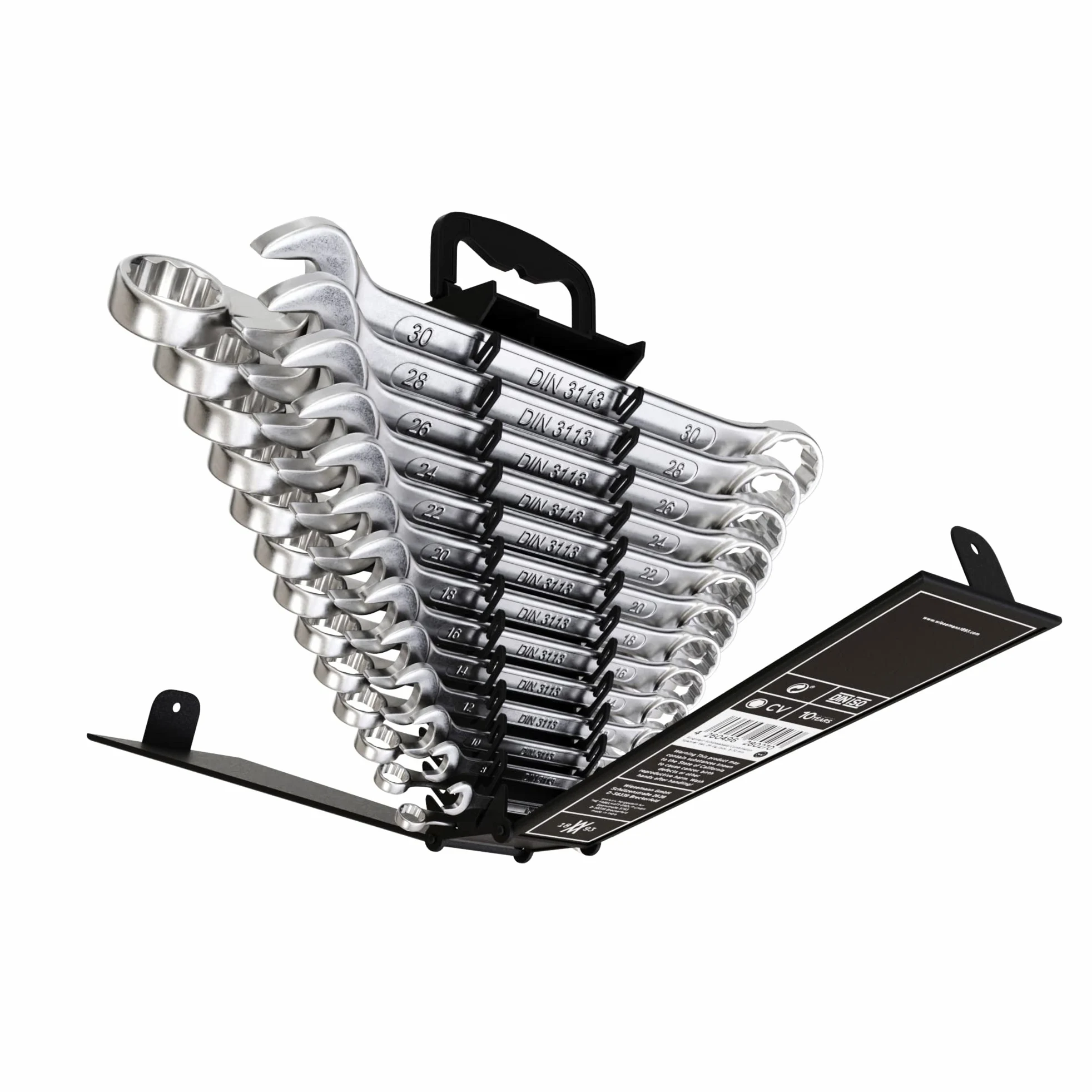 Set chiavi con forchetta e anello da 26 pezzi 6-32 mm | WIESMANN 80270 | set chiavi per viti con supporto per trasporto