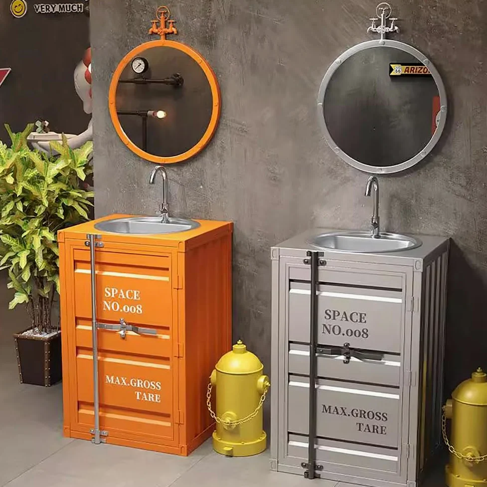 ZTGL Lavandino A Colonna Retro in Ferro Battuto, Lavabo da Appoggio con Lavabo in Acciaio Inox, Integrato Lavello Bagno Combinazione con Rubinetto E Tubo di Scarico,Nero,Without Mirror
