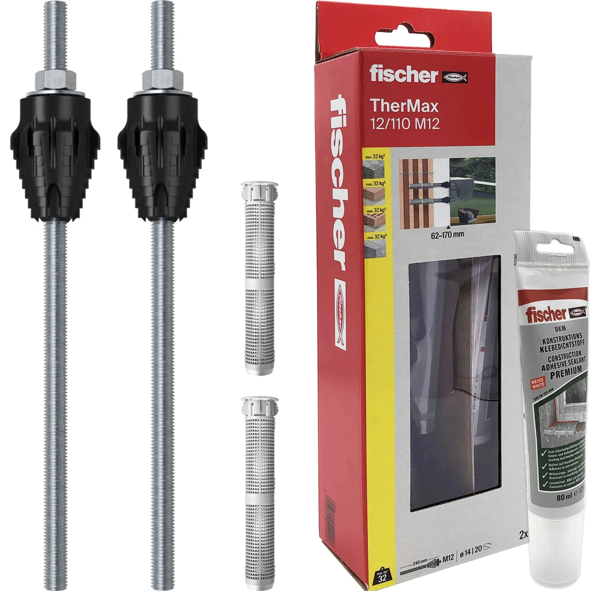 Fischer Thermax 12/110 M12 Kit 2 pz Tasselli per Fissaggio su Cappotto Isolante Max 110 mm