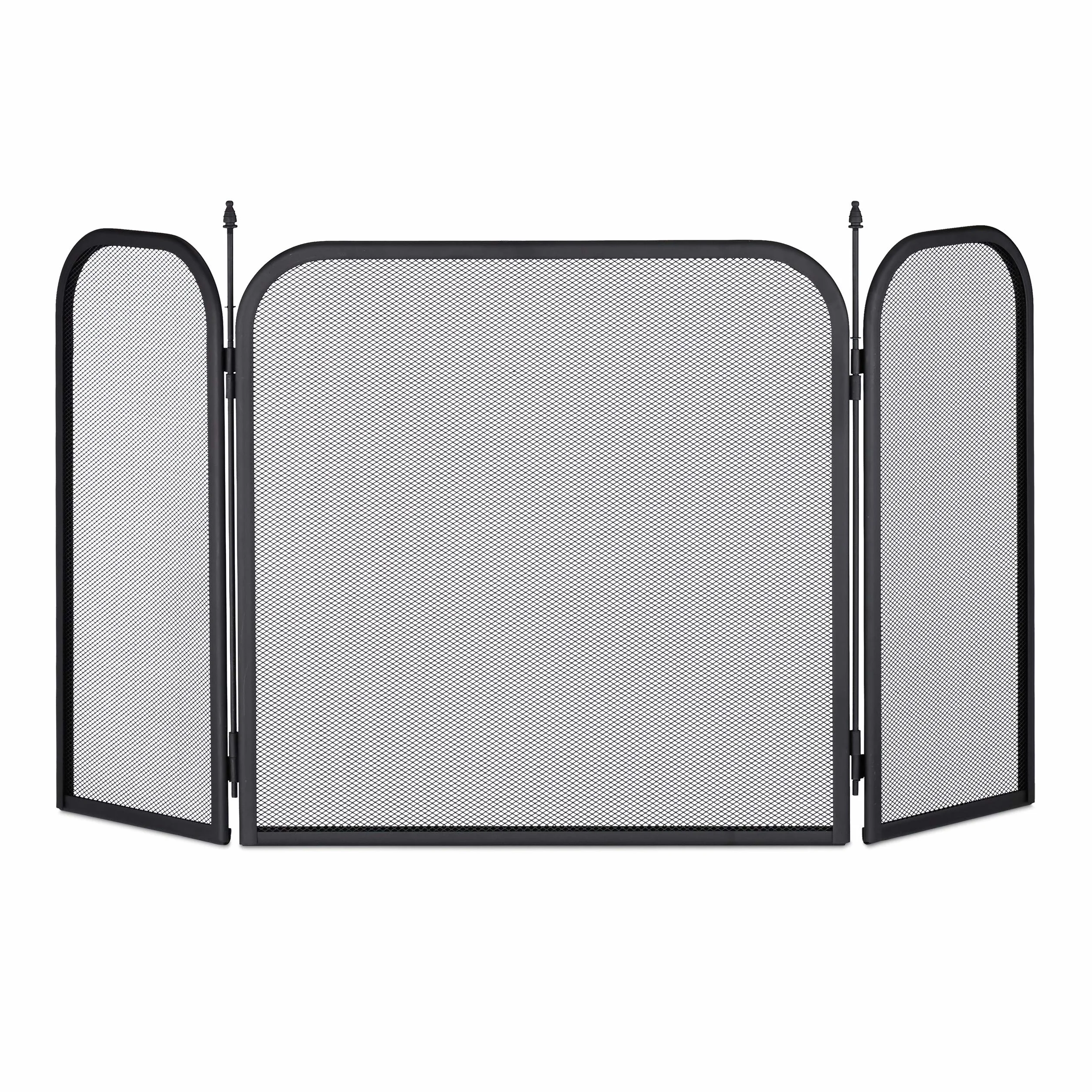 Relaxdays Griglia Parascintille per Camino in Acciaio, 3 Pannelli, Protezione Stufa e Caminetti, HxL: 52,5x97 cm, Nero