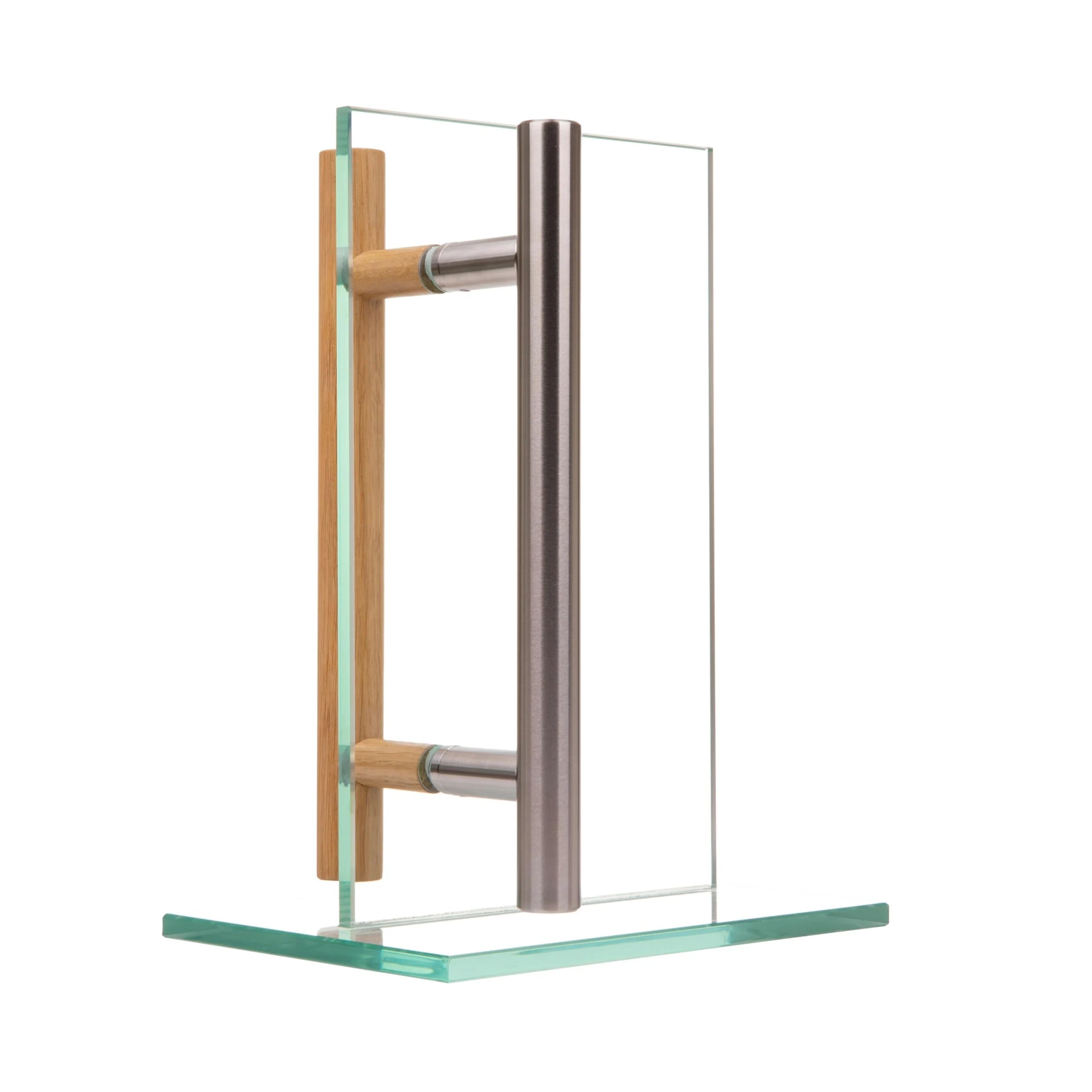 MLS Maniglia per sauna e SPA, Coppia di Maniglie per Porte, Sensazione Piacevole al Tatto, Combinazione di Maniglie in Acciaio Inox e Legno, per Porte Interne in Vetro e Legno, 600 mm