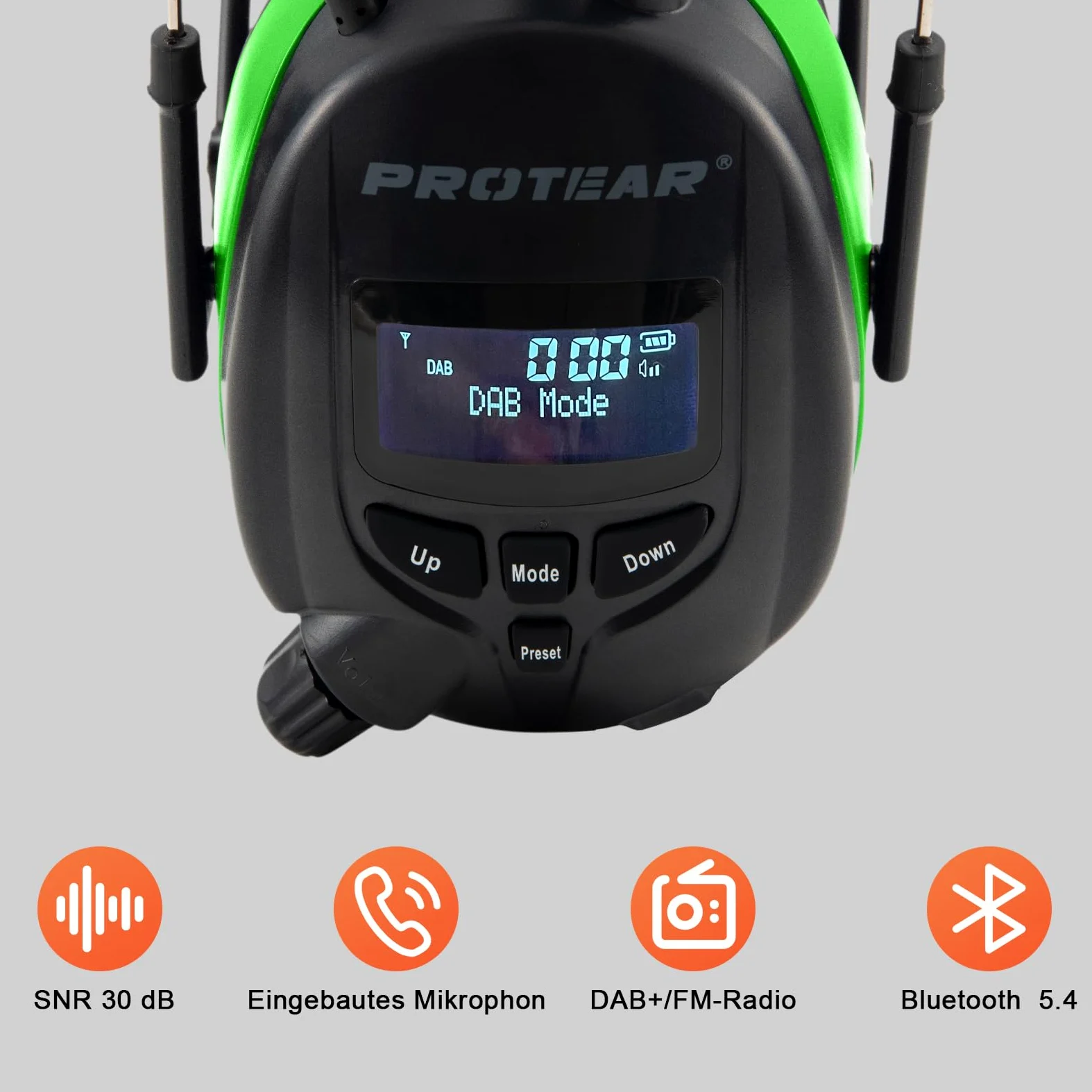 Cuffie Antirumore Bluetooth con radio DAB/DAB+/FM, microfono integrati, per taglio, segatura, officina,SNR 30dB