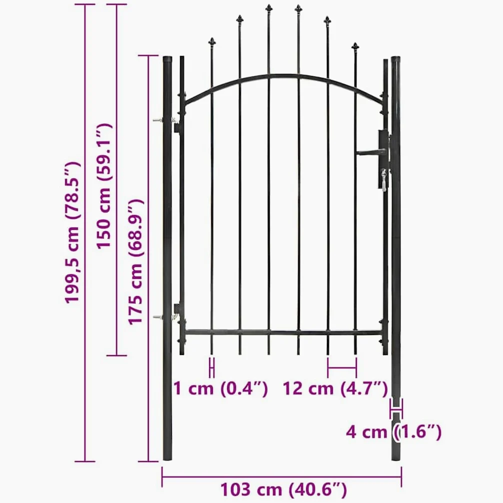 vidaXL Cancello da Giardino Woerden Stabile Robusto con 1,5 Montanti e Accessori Cancelletto Sicurezza Ingresso Pedonale in Acciaio 1x1,5 m Nero