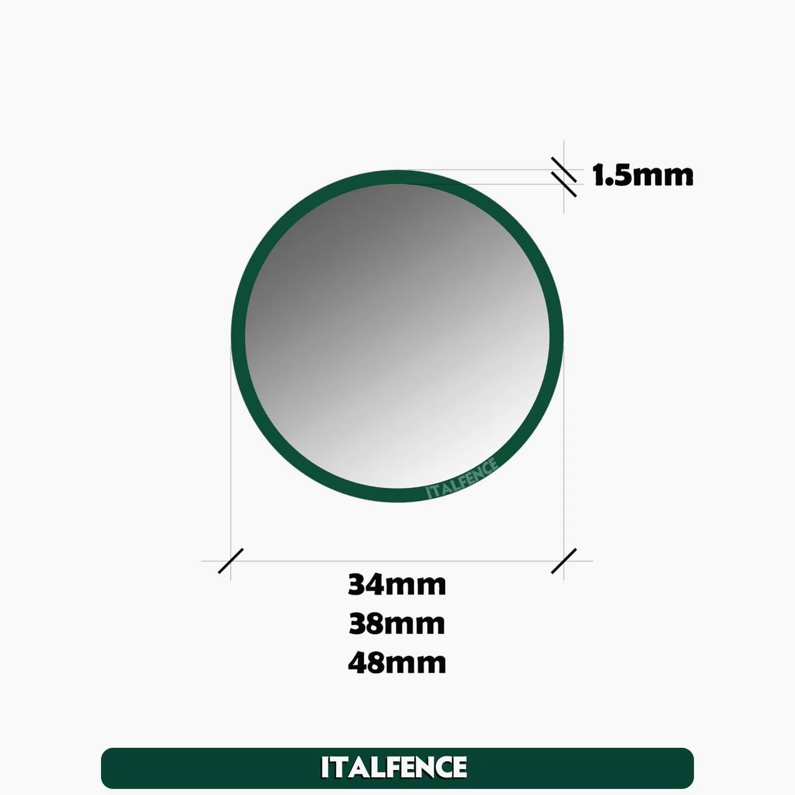 Set da 10 pali tondi tubolari in ferro plastificato verde [H225cm, Ø48mm]