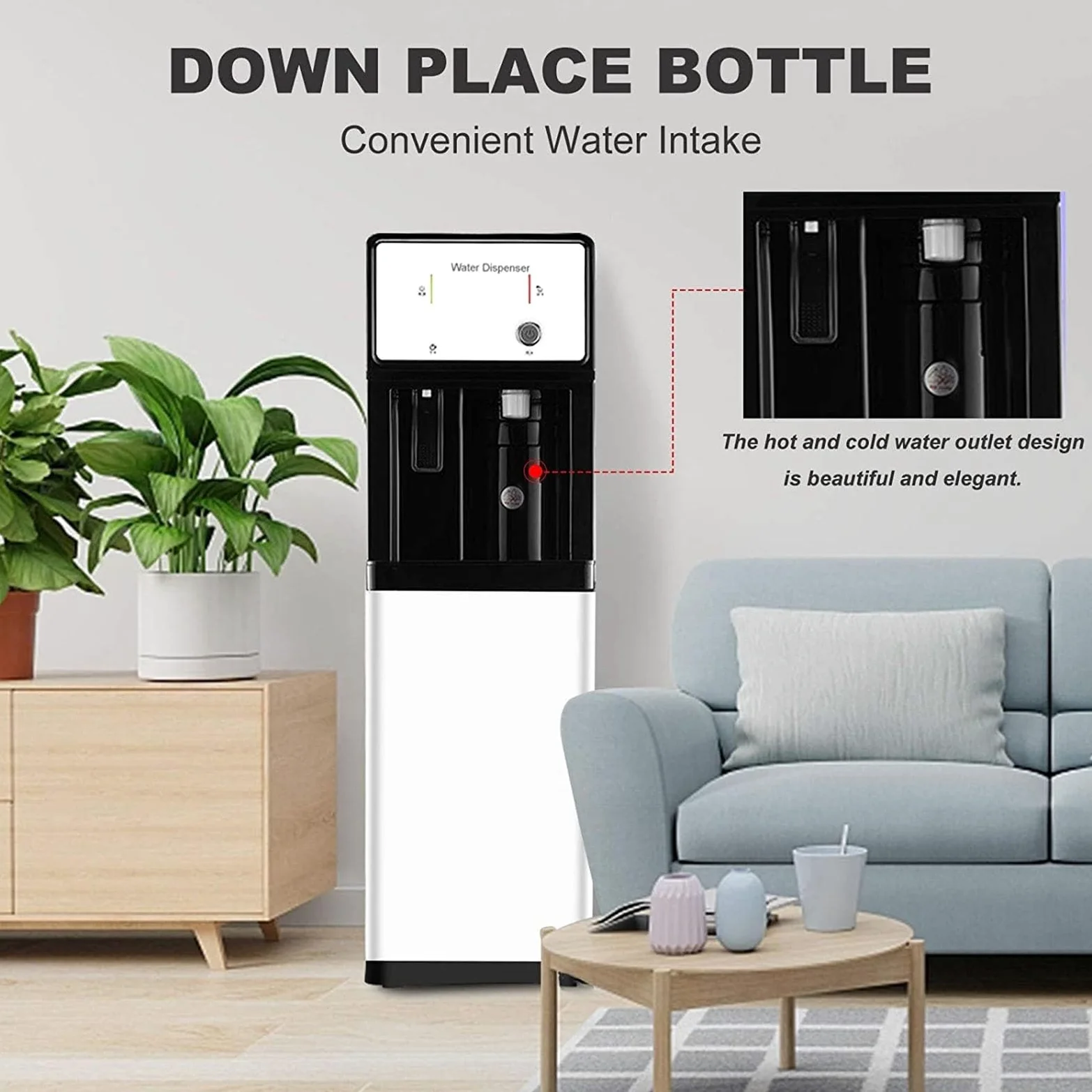 8pcs Refrigeratore d'acqua a caricamento inferiore con spia luminosa for bottiglia vuota for uso domestico e in ufficio - Distributore di acqua calda e fredda