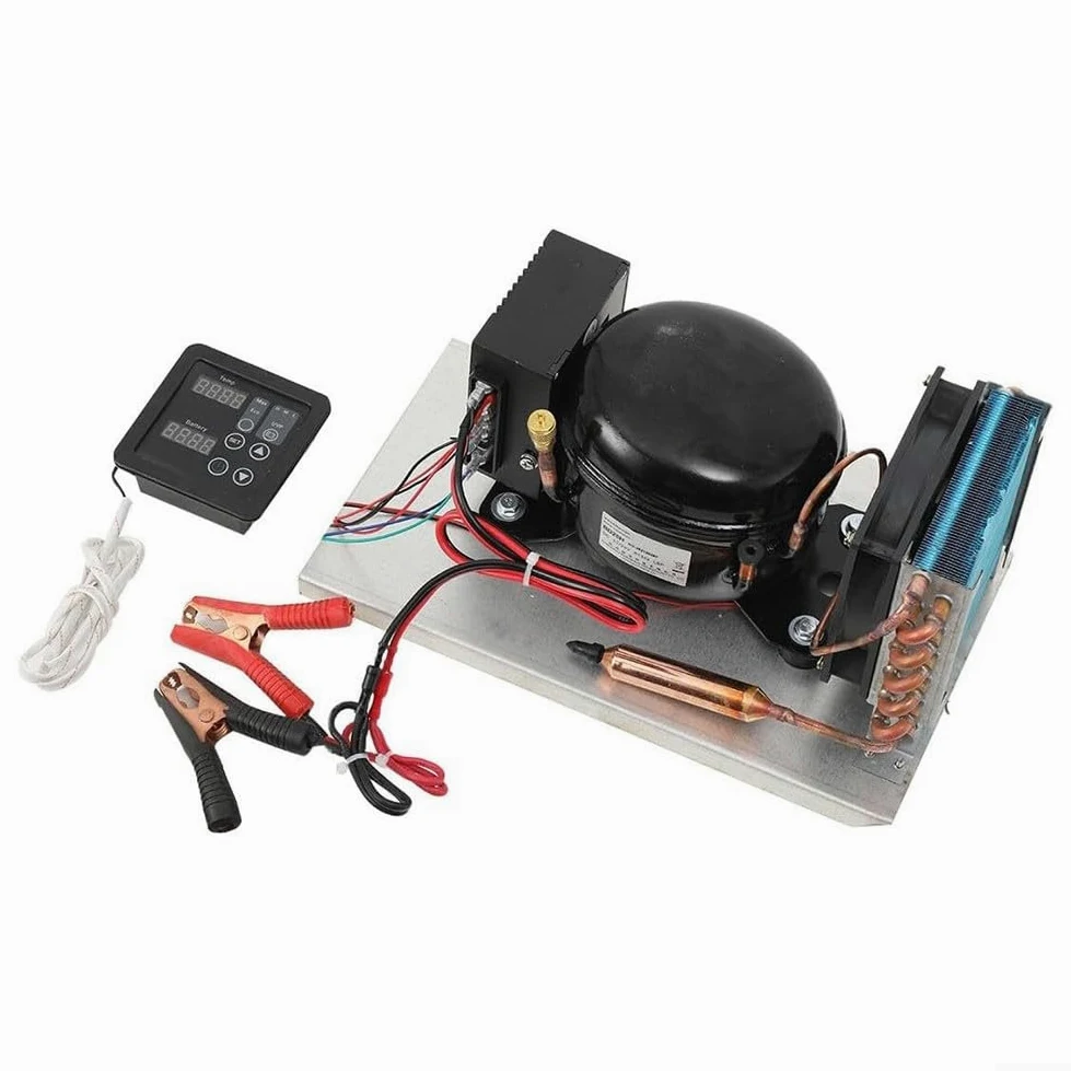 BD25HC Compressore Frigorifero DC | 12-24V con controllo solare della temperatura | Raffreddato ad aria per la refrigerazione automobilistica e nautica | Unità di raffreddamento efficiente